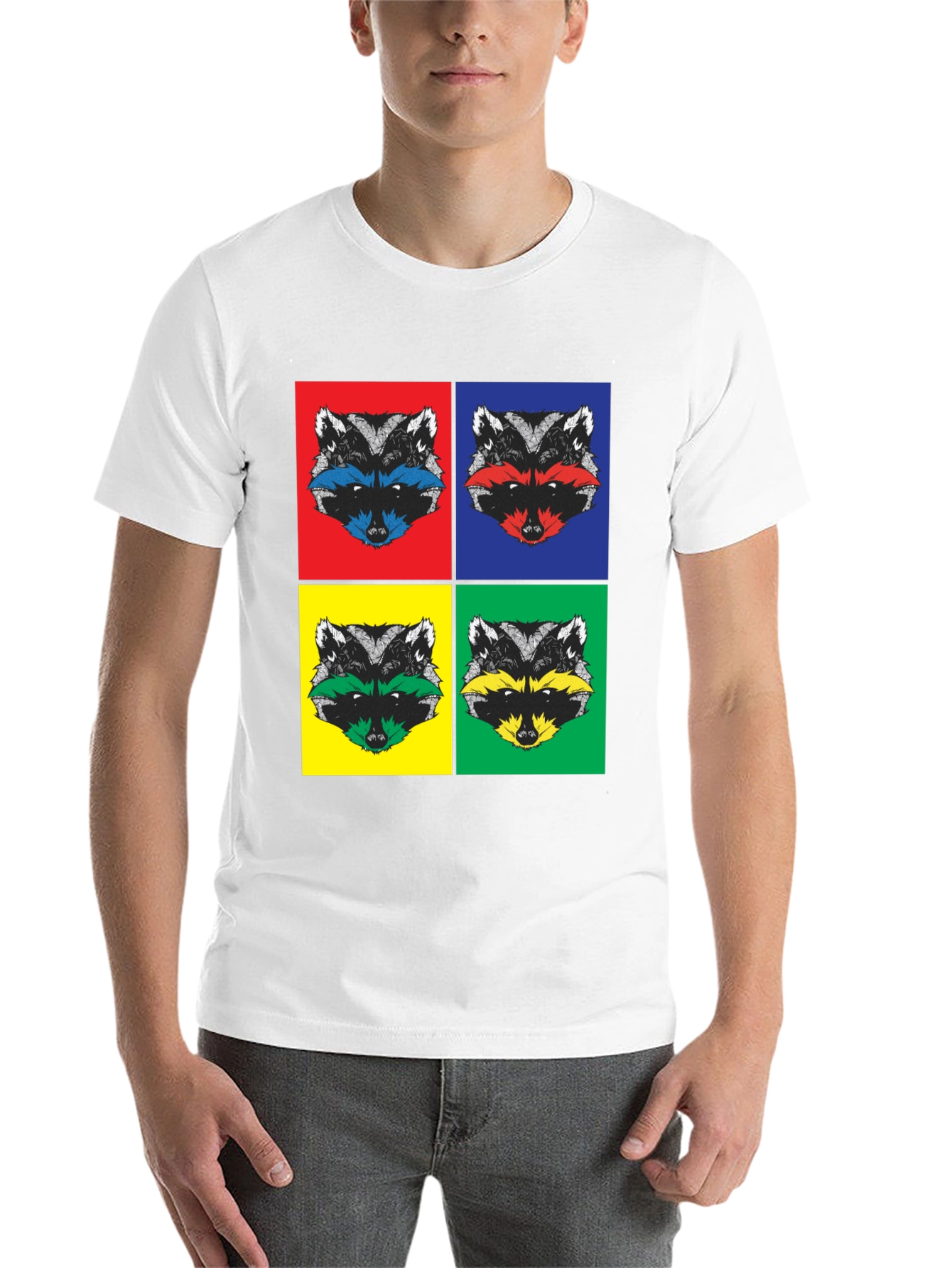 Black Pop Art Raccoon T-Shirt | Quirky Graphic Tee view 14