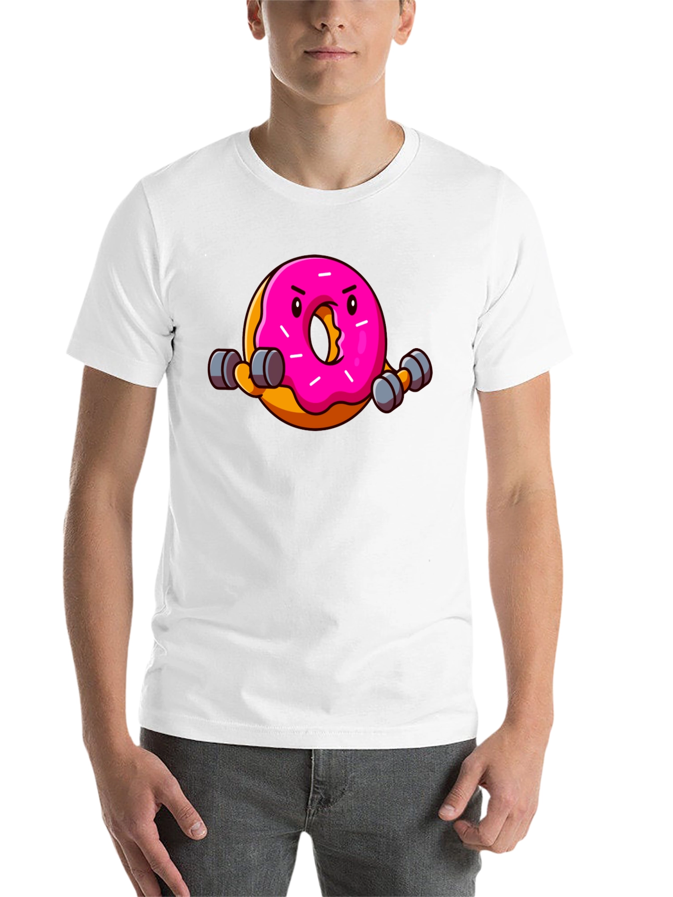 Black Donut Lifting Weights Funny T-Shirt view 14