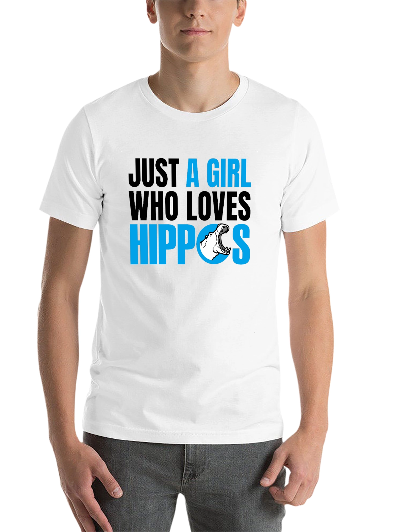Black Just a Girl Who Loves Hippos T-Shirt - Black view 14
