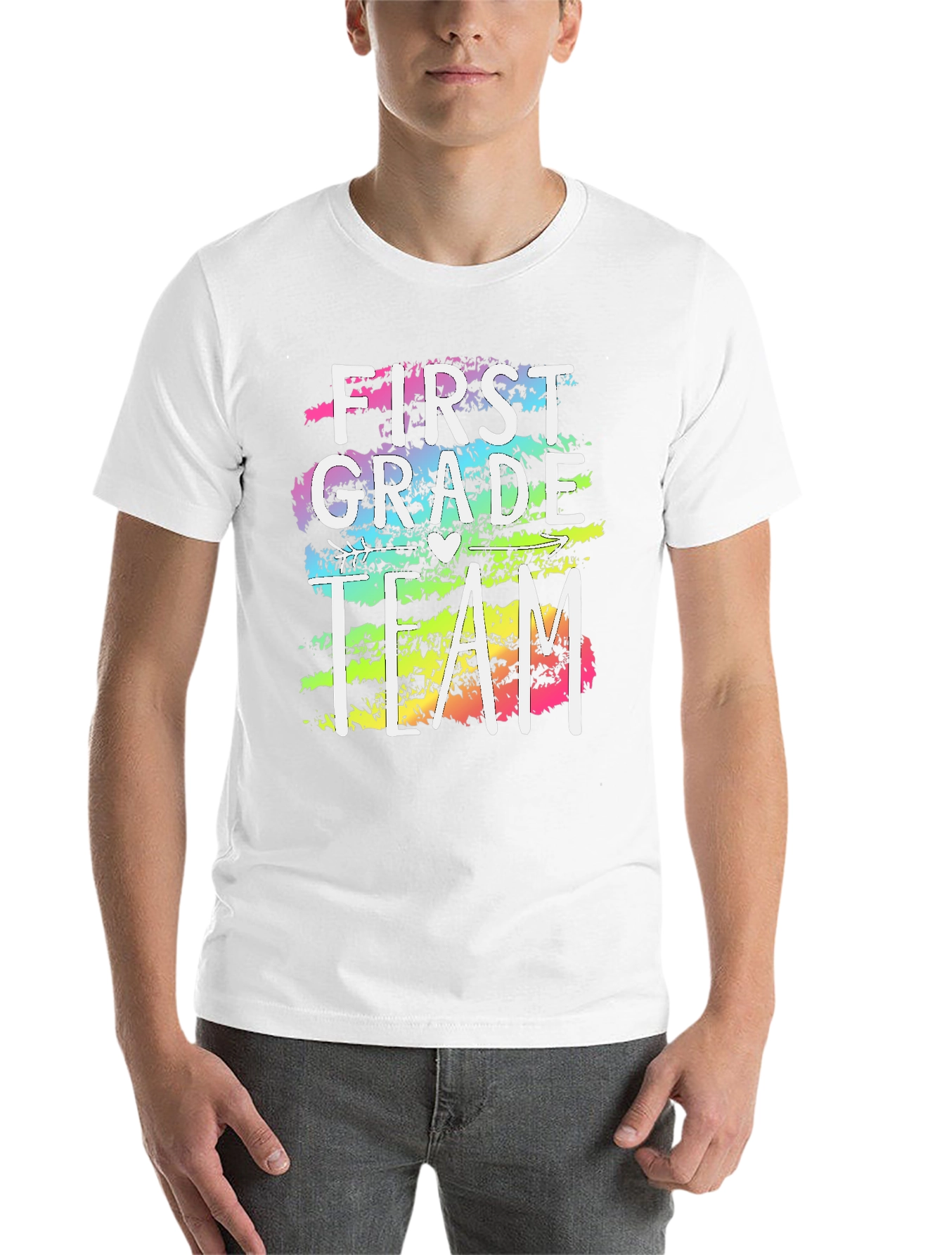 Black First Grade Team Teacher T-Shirt - Colorful Design view 14