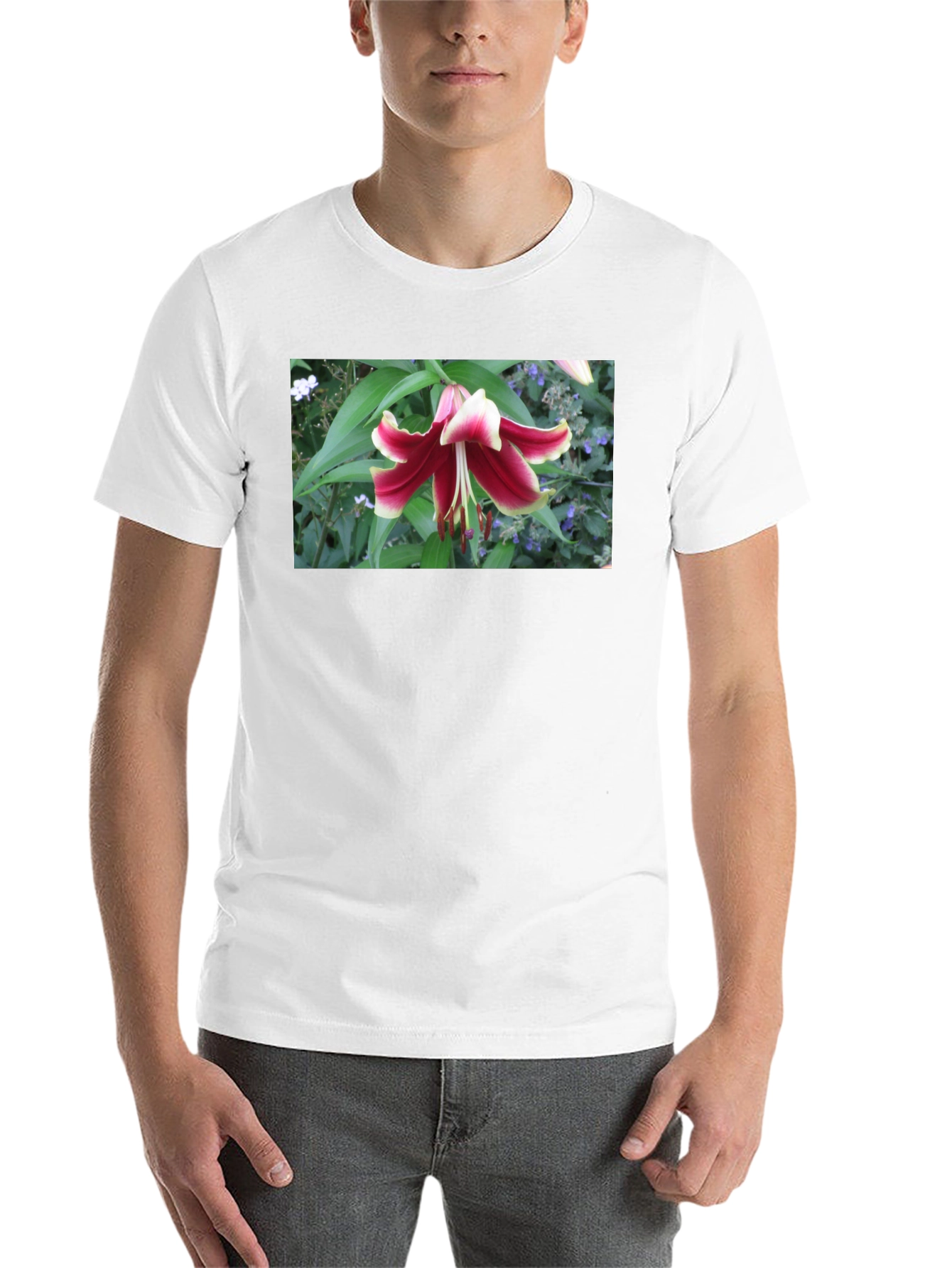 Black Floral Lily T-Shirt - Botanical Graphic Tee view 14