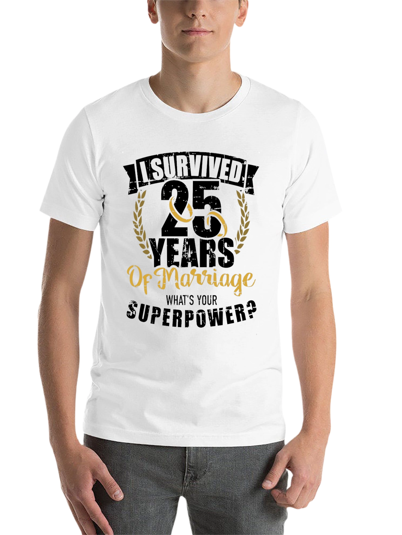Black 25 Years of Marriage T-Shirt view 14