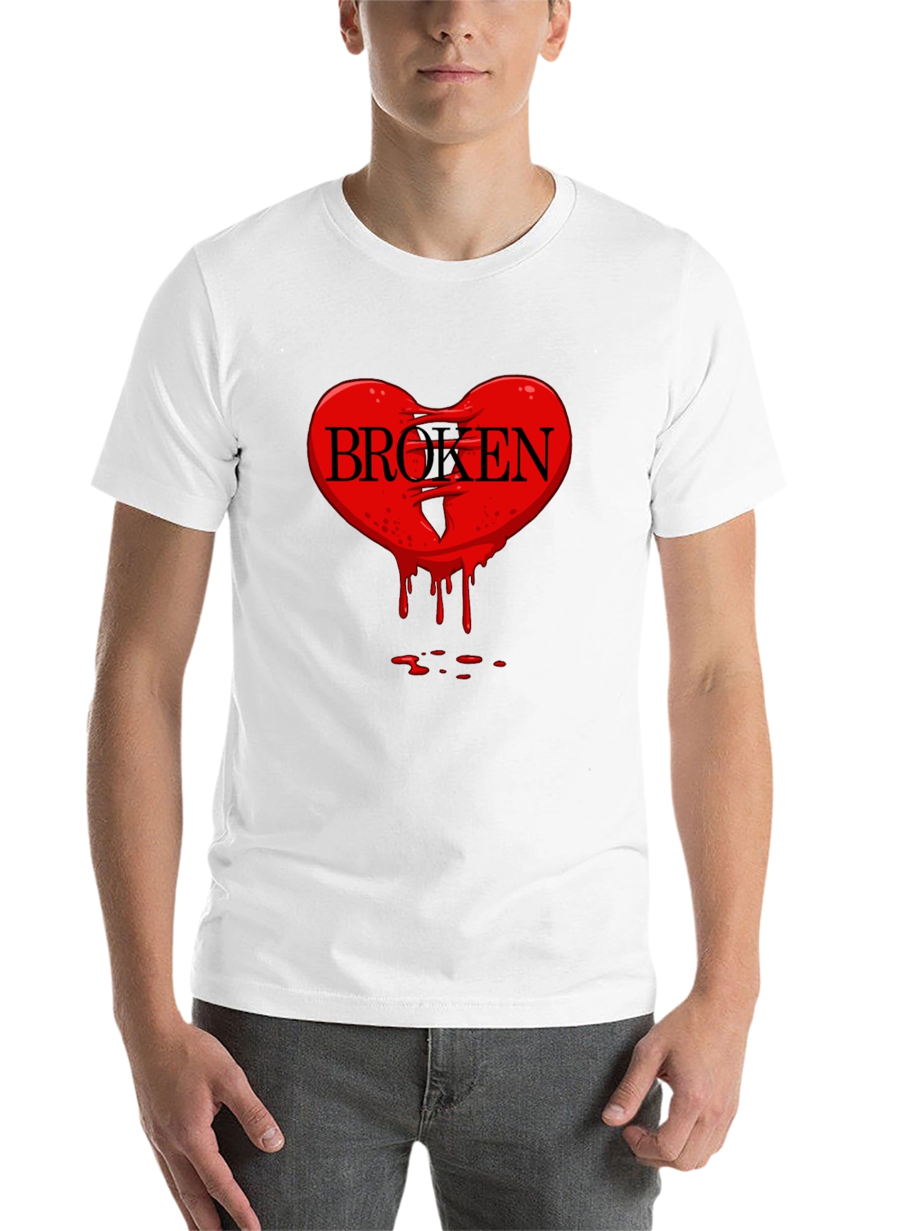 Black Broken Heart Graphic Tee - Men's Black T-Shirt view 14