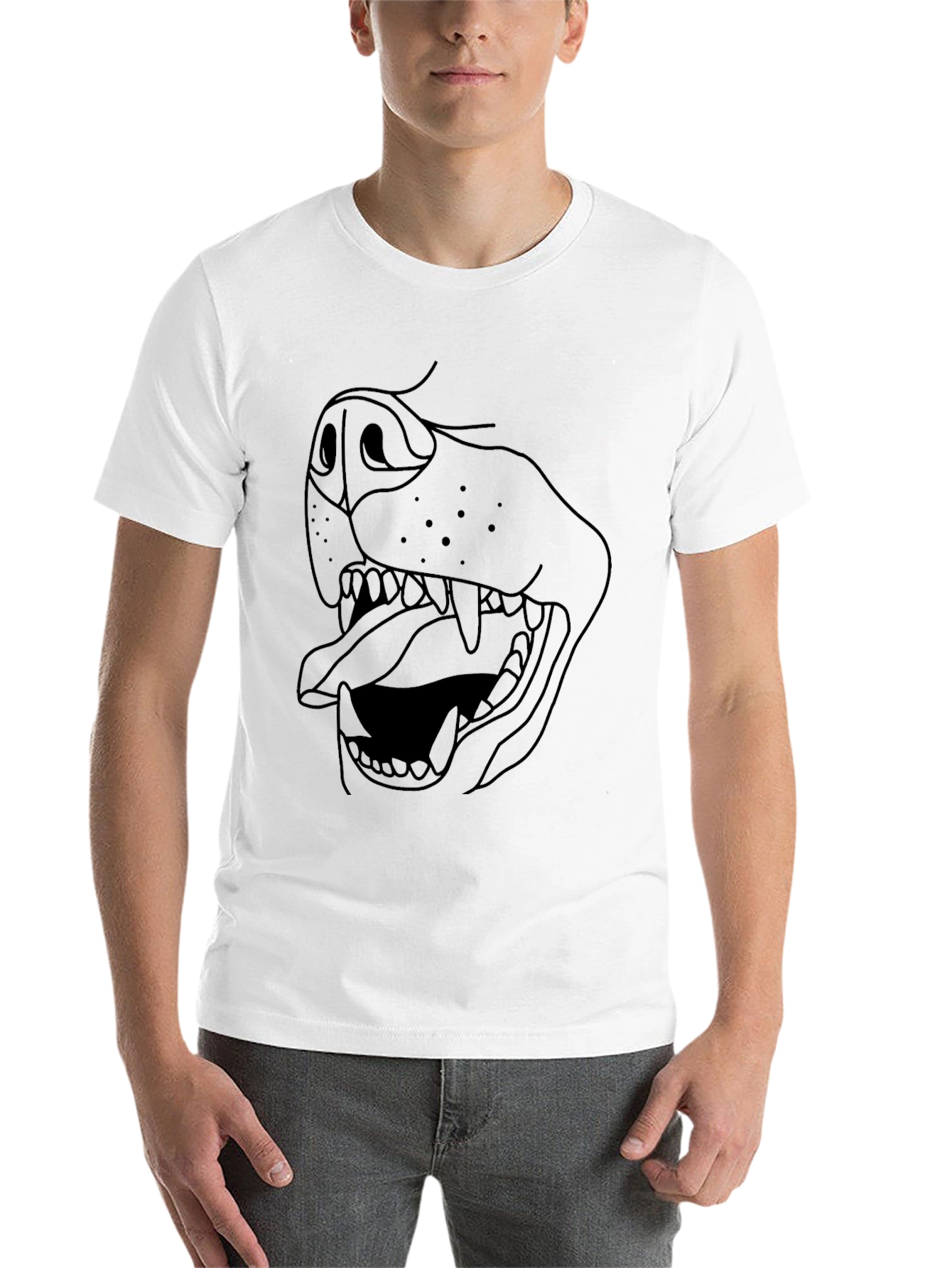 Black Dog Mouth Graphic Tee - Unisex Black T-Shirt view 14