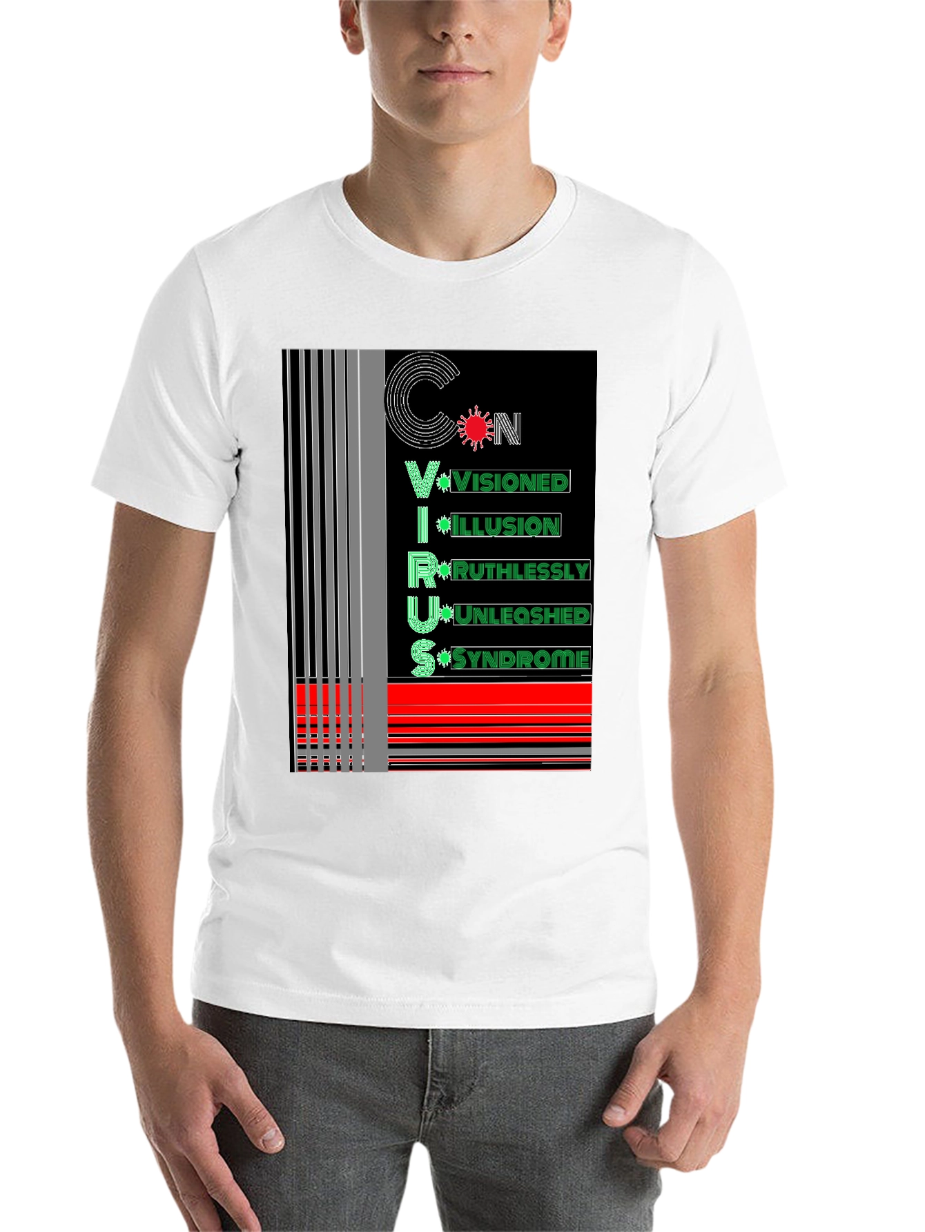 Black Unique Virus Graphic Tee - Black Cotton view 14