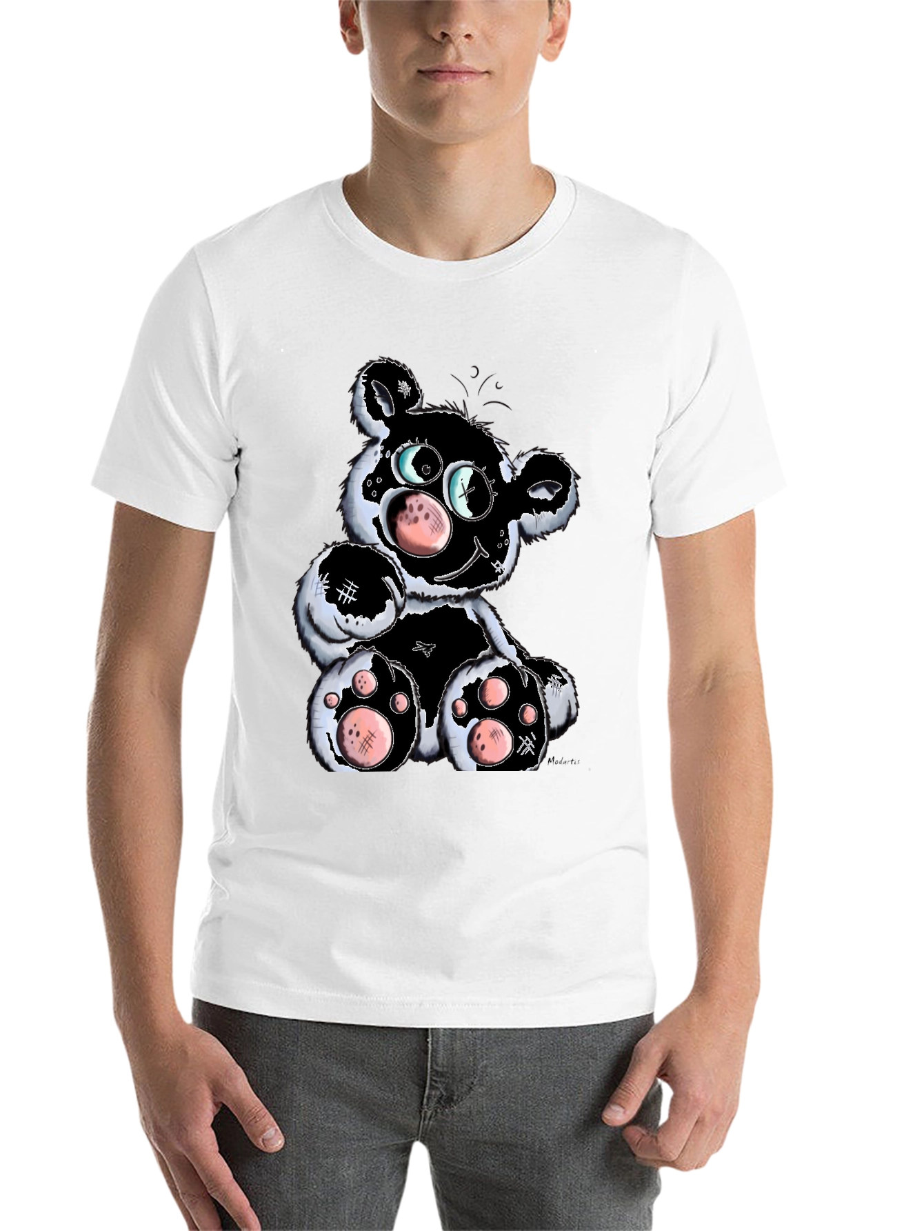 Black Cartoon Bear Graphic T-Shirt - Black view 14