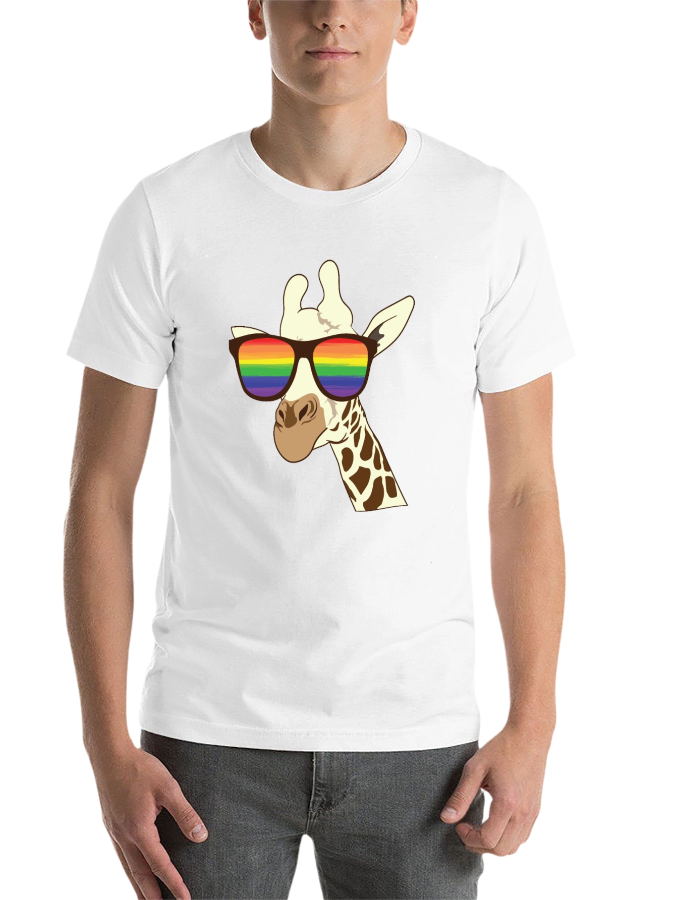 Black Cool Giraffe LGBTQ Pride T-Shirt view 14