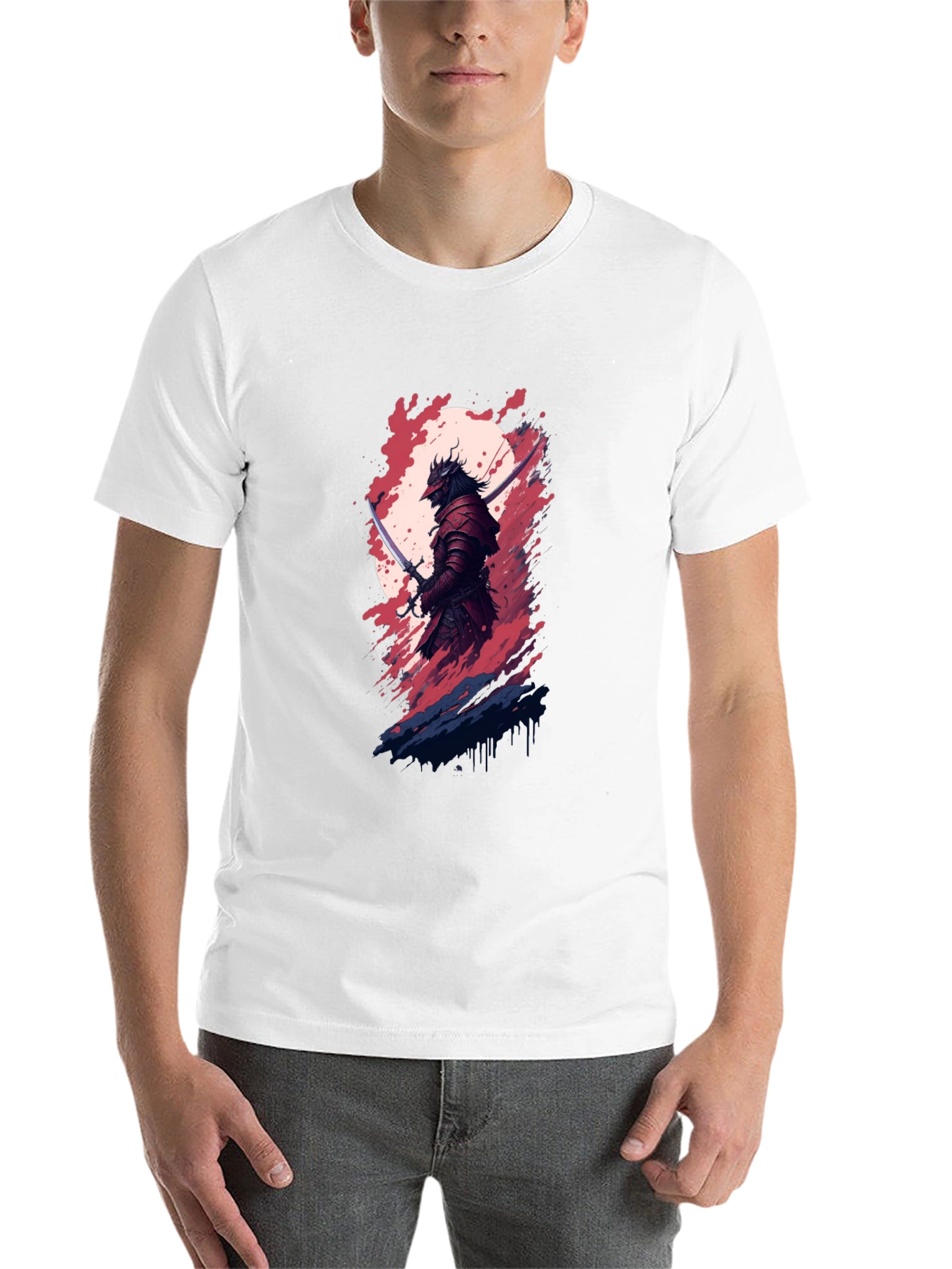 Black Samurai Warrior Graphic Tee - Black Cotton Blend Shirt view 14