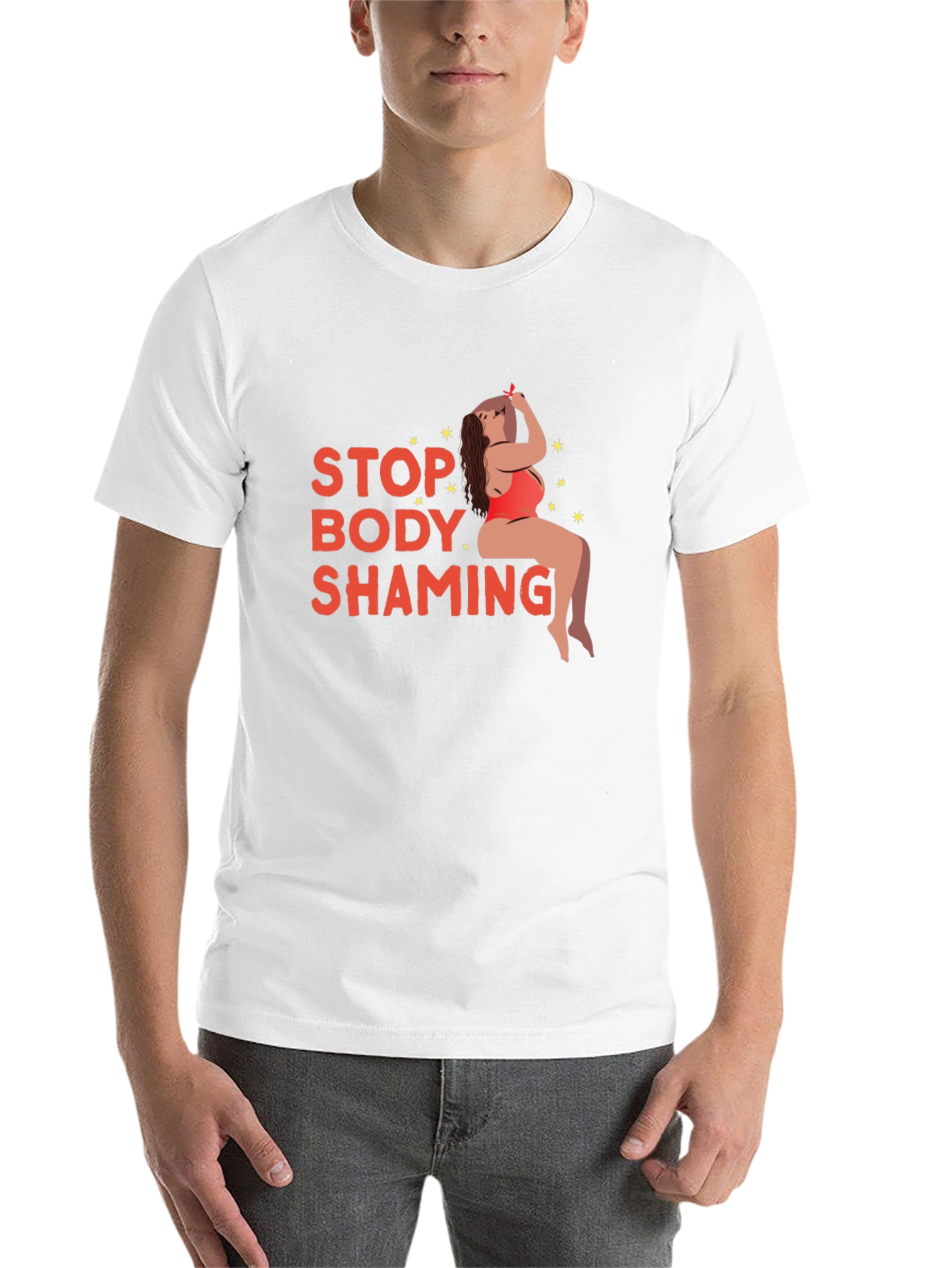 Black Stop Body Shaming Graphic Tee - Black view 14