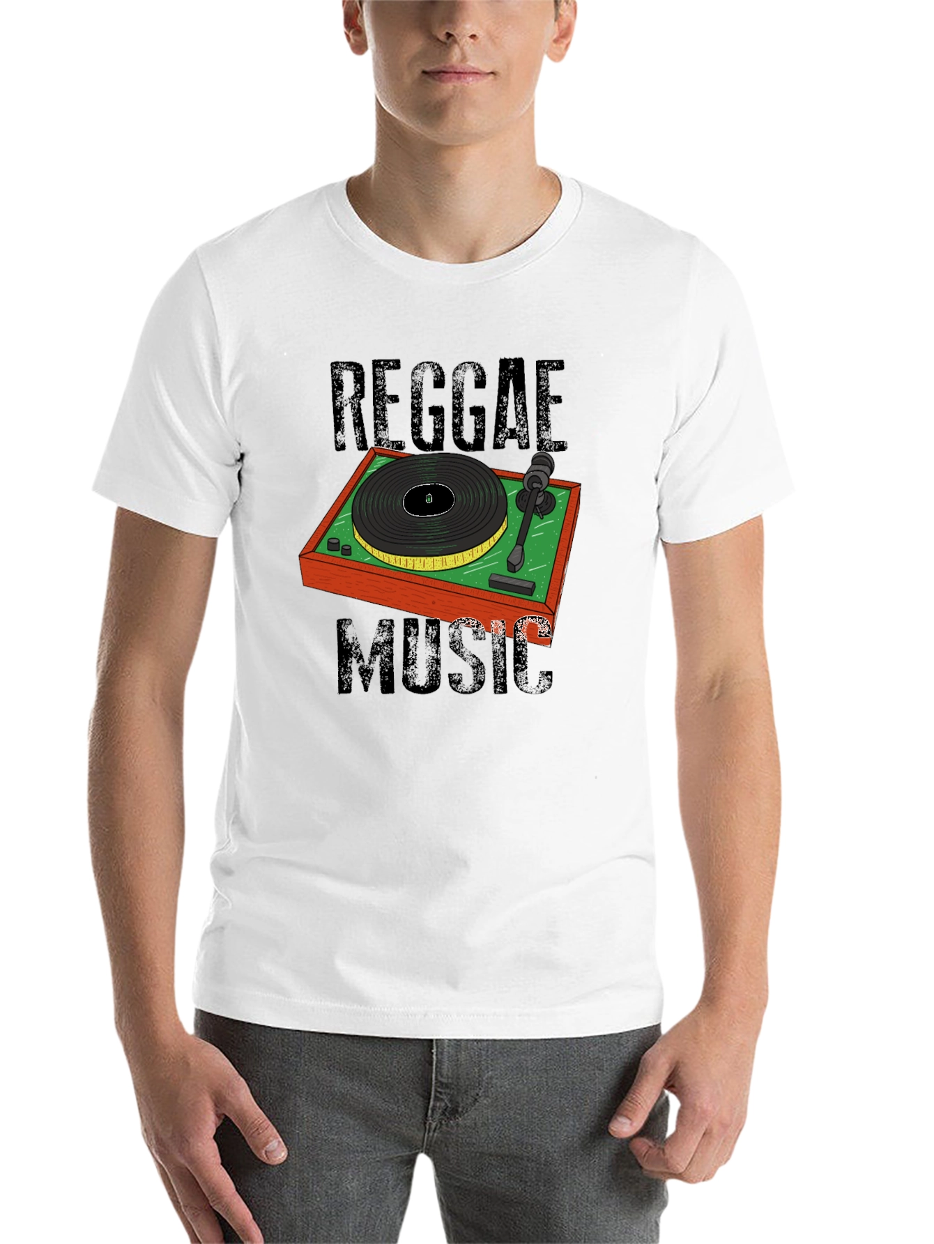 Black Reggae Music Turntable Graphic T-Shirt view 14