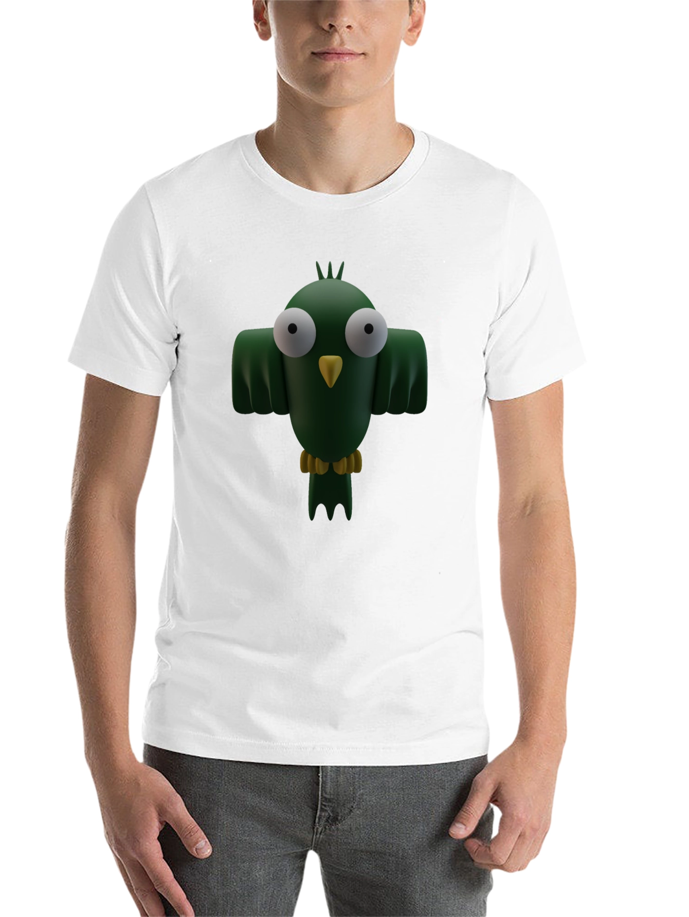 Black Cartoon Bird Graphic T-Shirt - Funny Animal Tee view 14