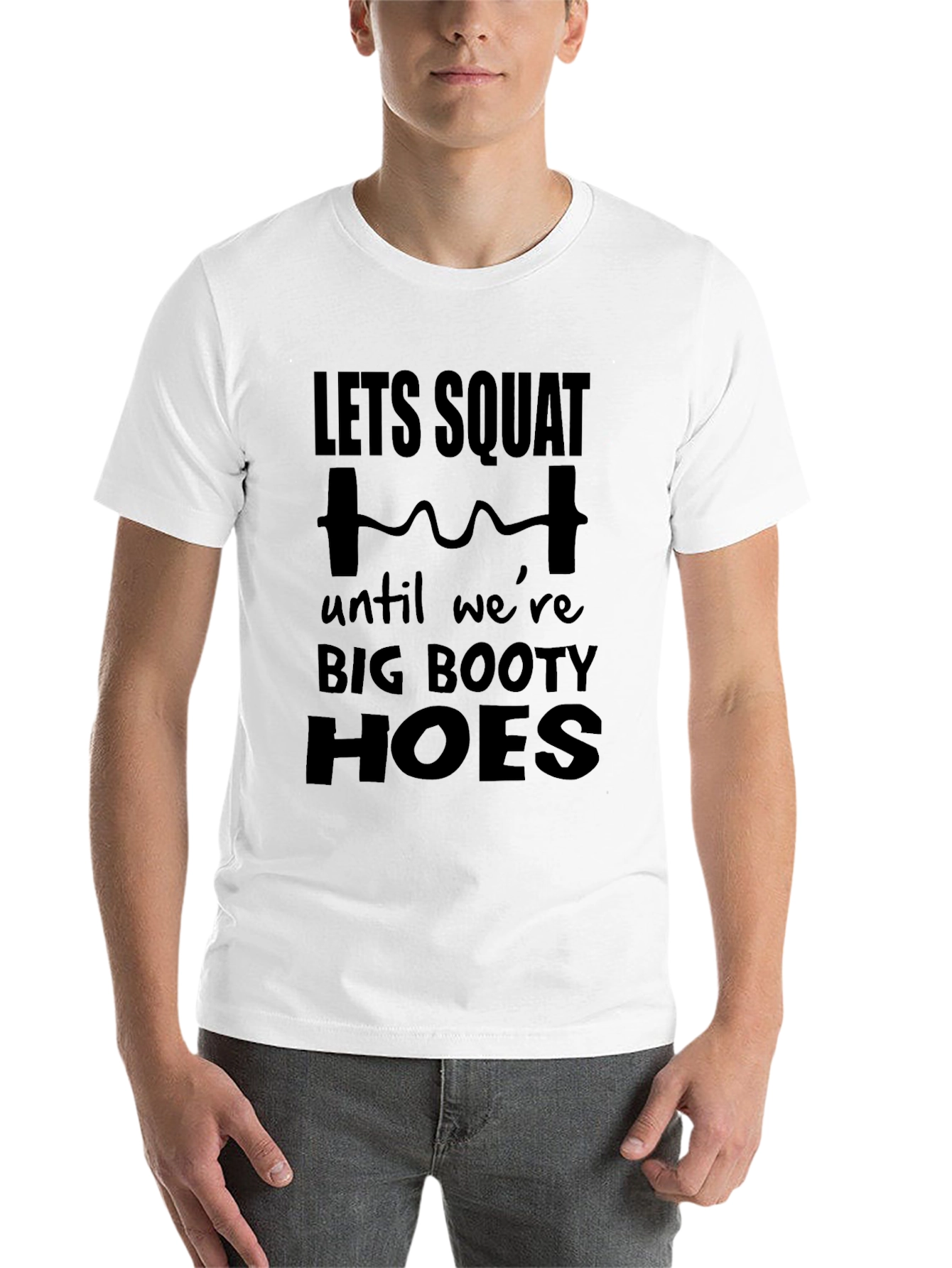 Black Let's Squat Big Booty Graphic Tee - Funny Workout Shirt view 14