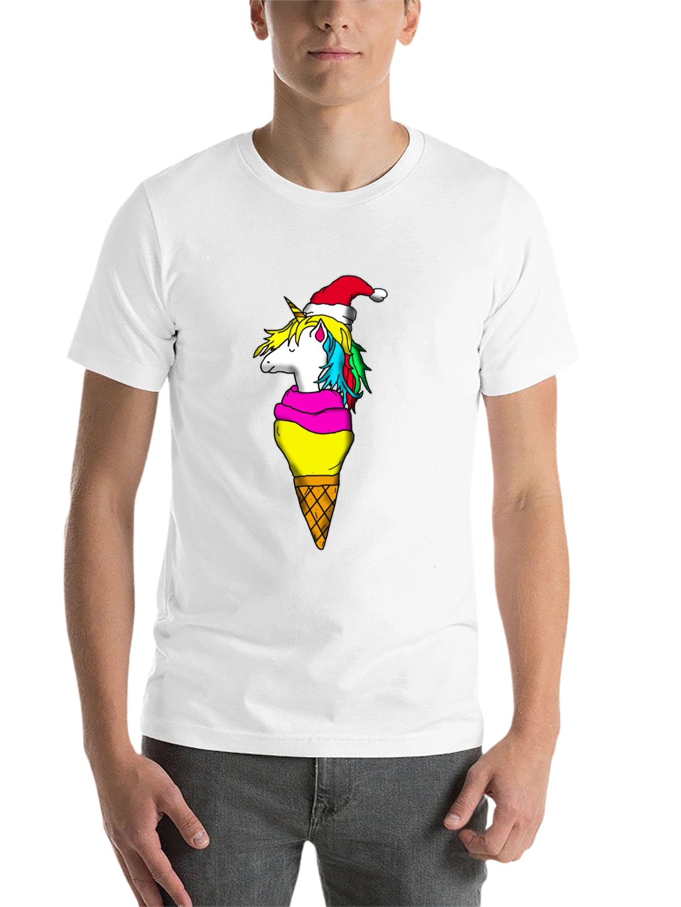 Black Unicorn Ice Cream Cone Christmas T-Shirt view 14