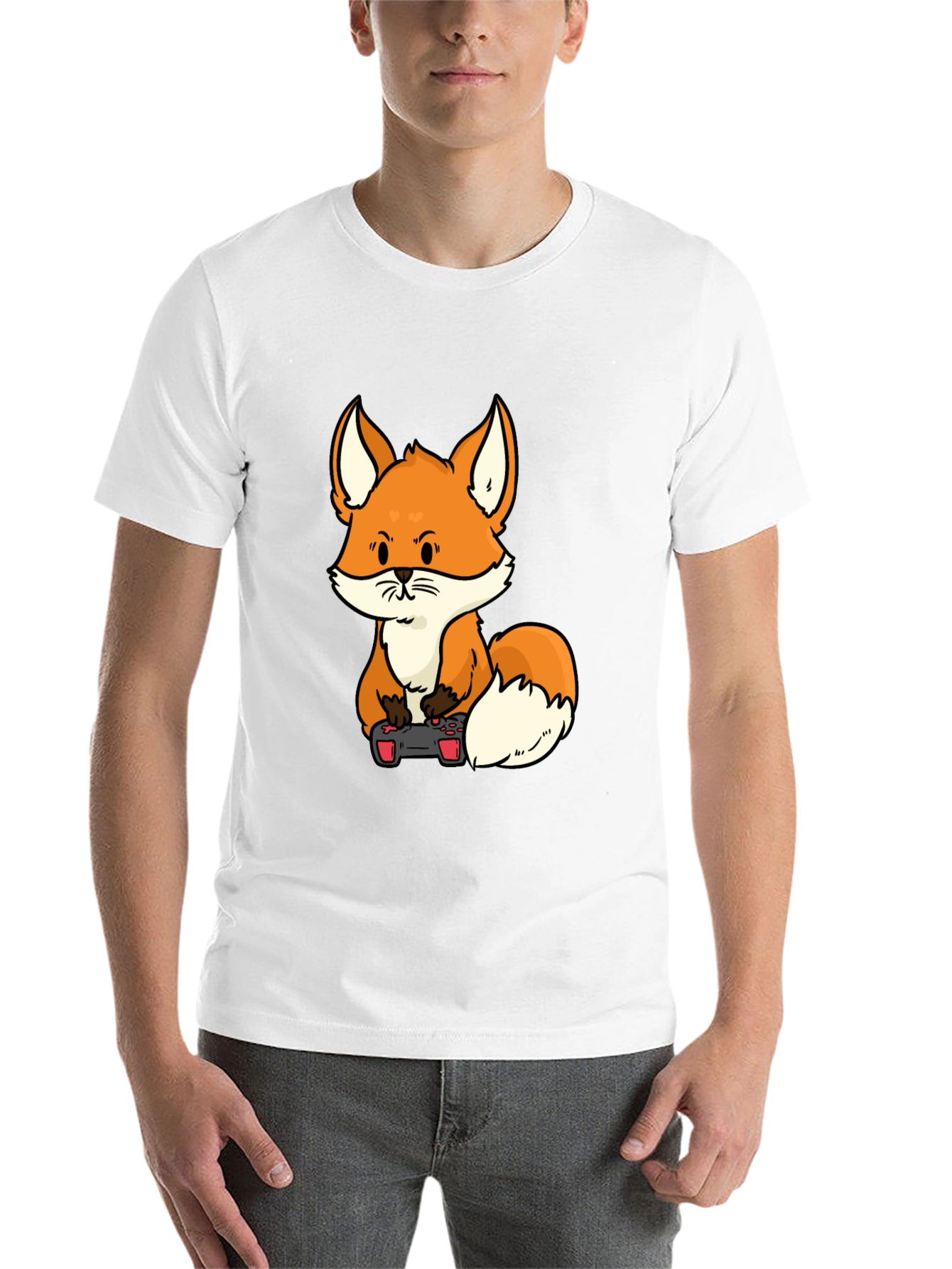 Black Gamer Fox Graphic T-Shirt - Cool Cartoon Design view 14