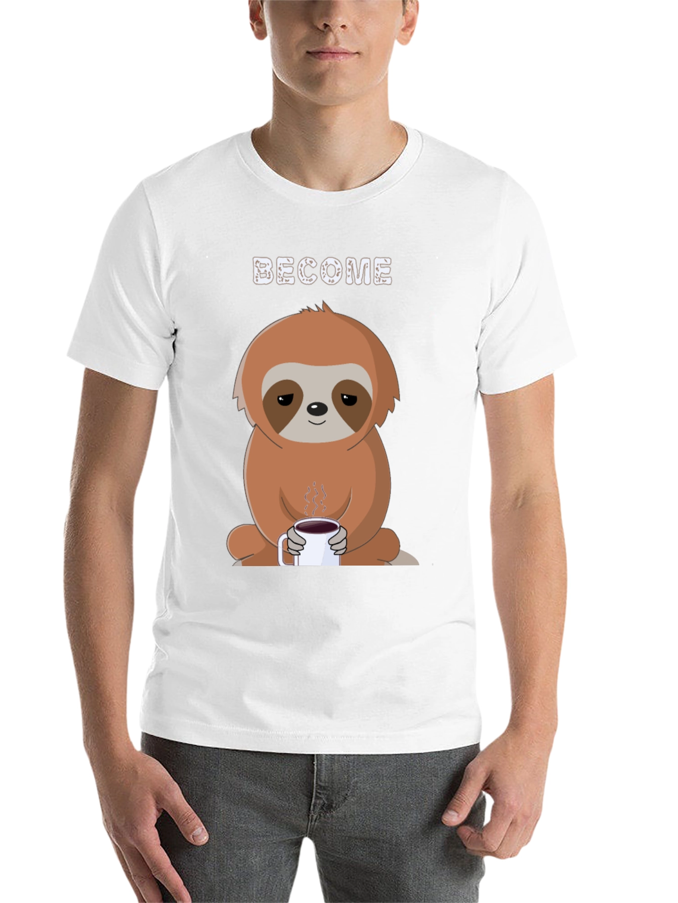 Black Become Coffee Sloth T-Shirt - Relaxed Graphic Tee view 14