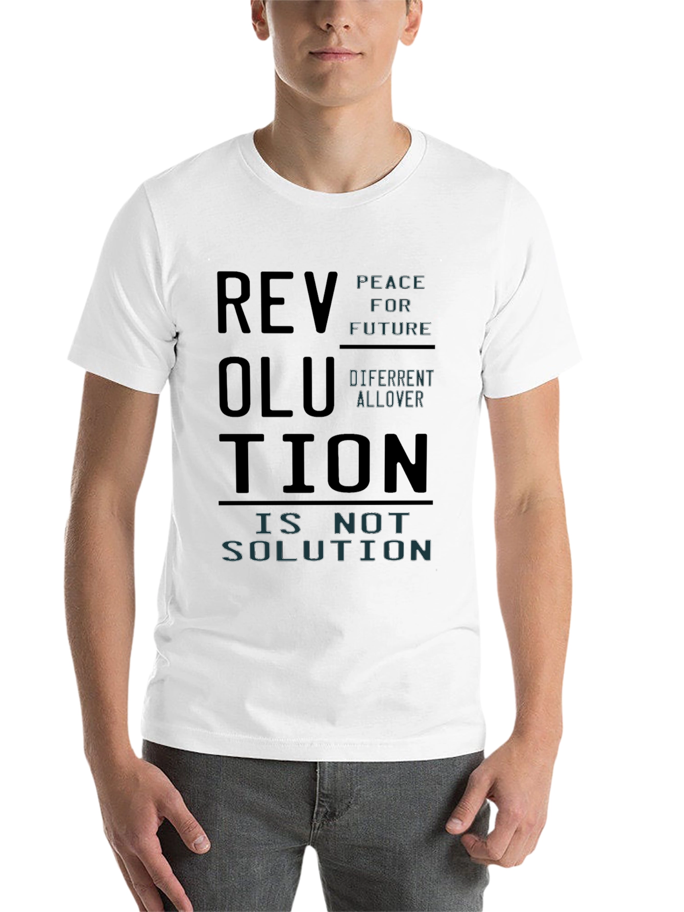 Black Revolution Slogan Graphic Print T-Shirt view 14