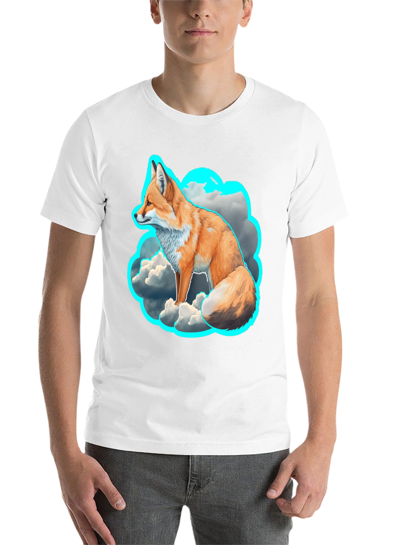 Black Fox in the Clouds Graphic Tee - Unique Design view 14