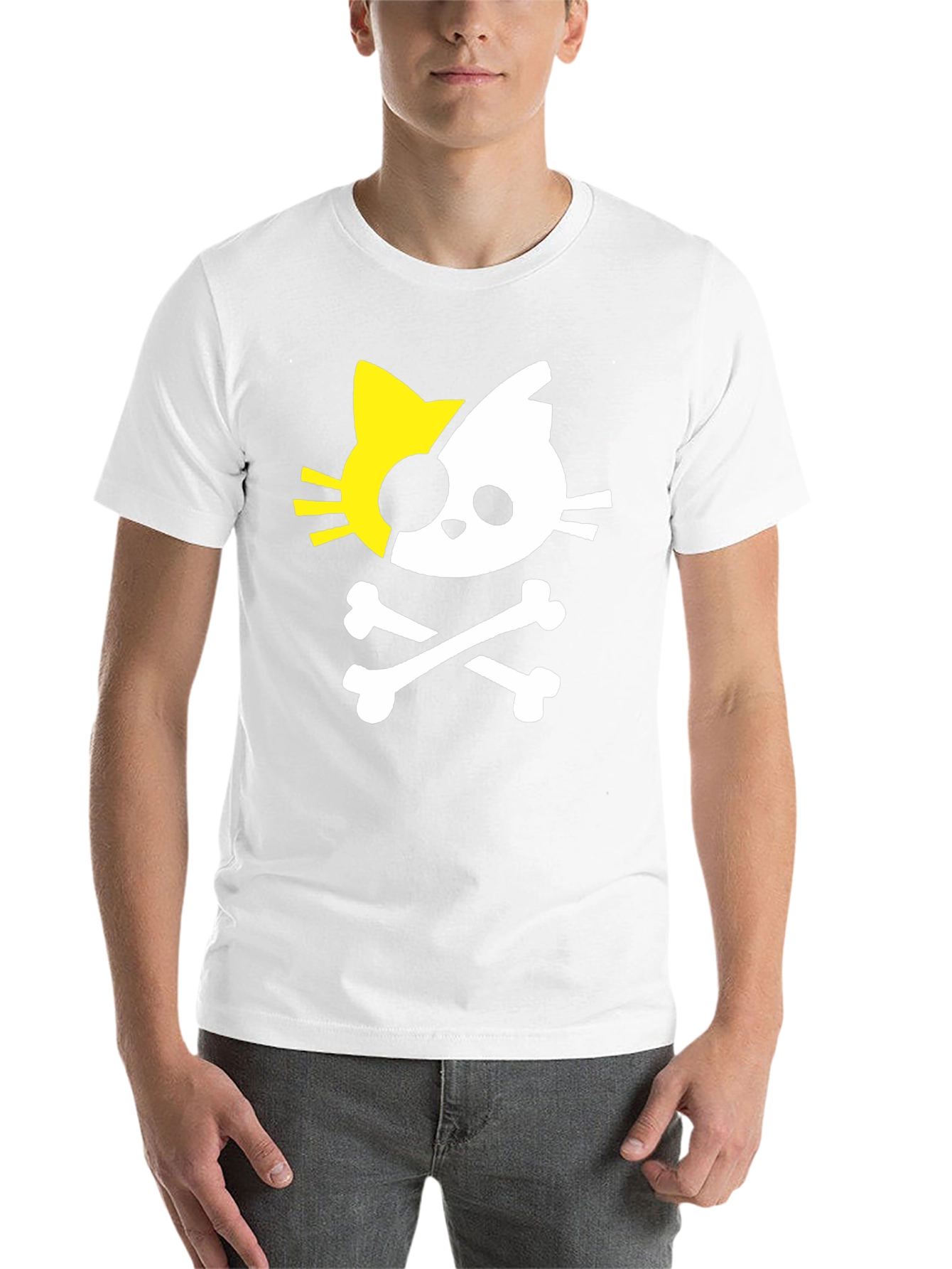Black Pirate Kitty Graphic Tee - Black Cotton T-Shirt view 14
