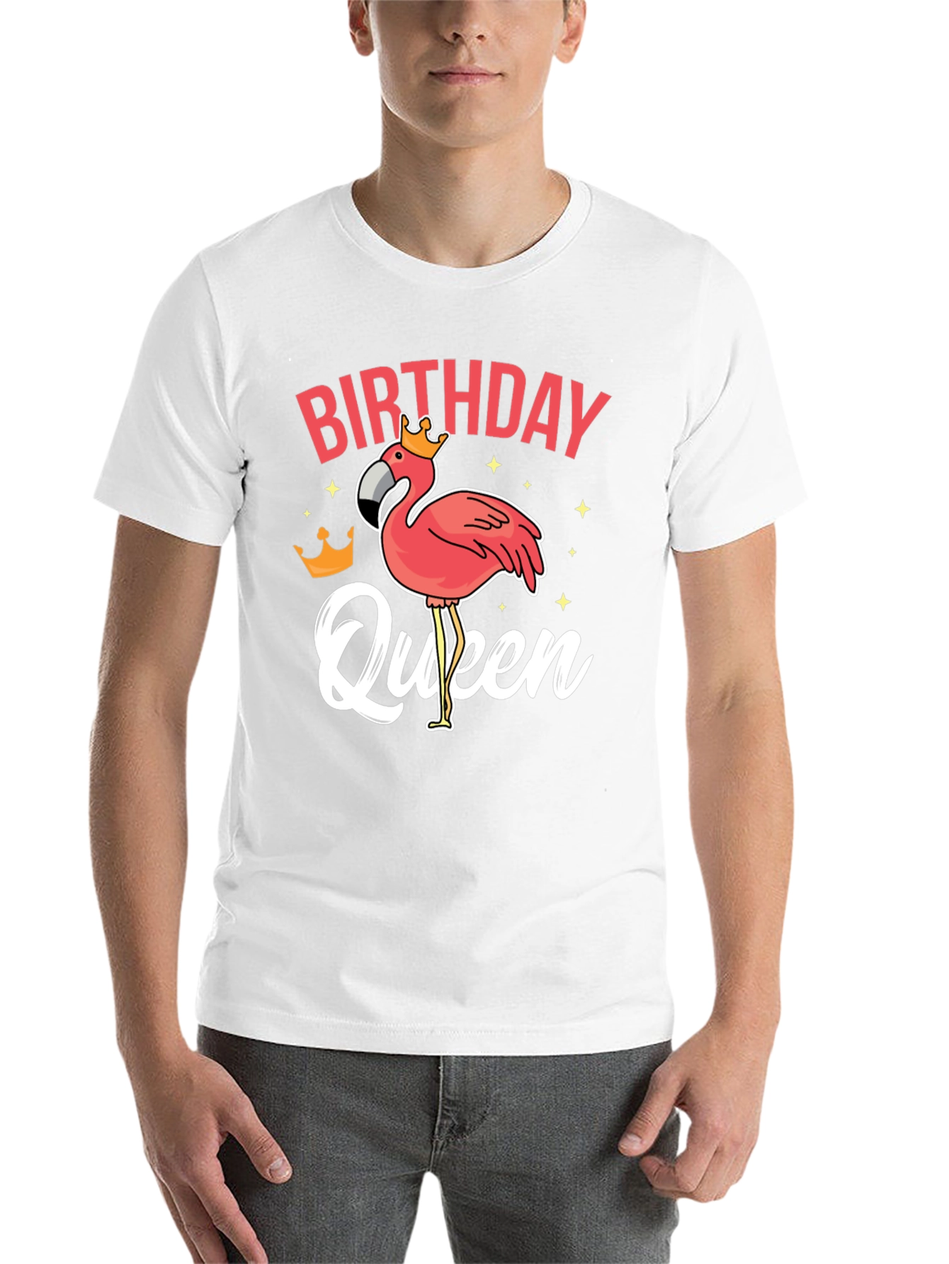 Black Birthday Queen Flamingo T-Shirt view 14