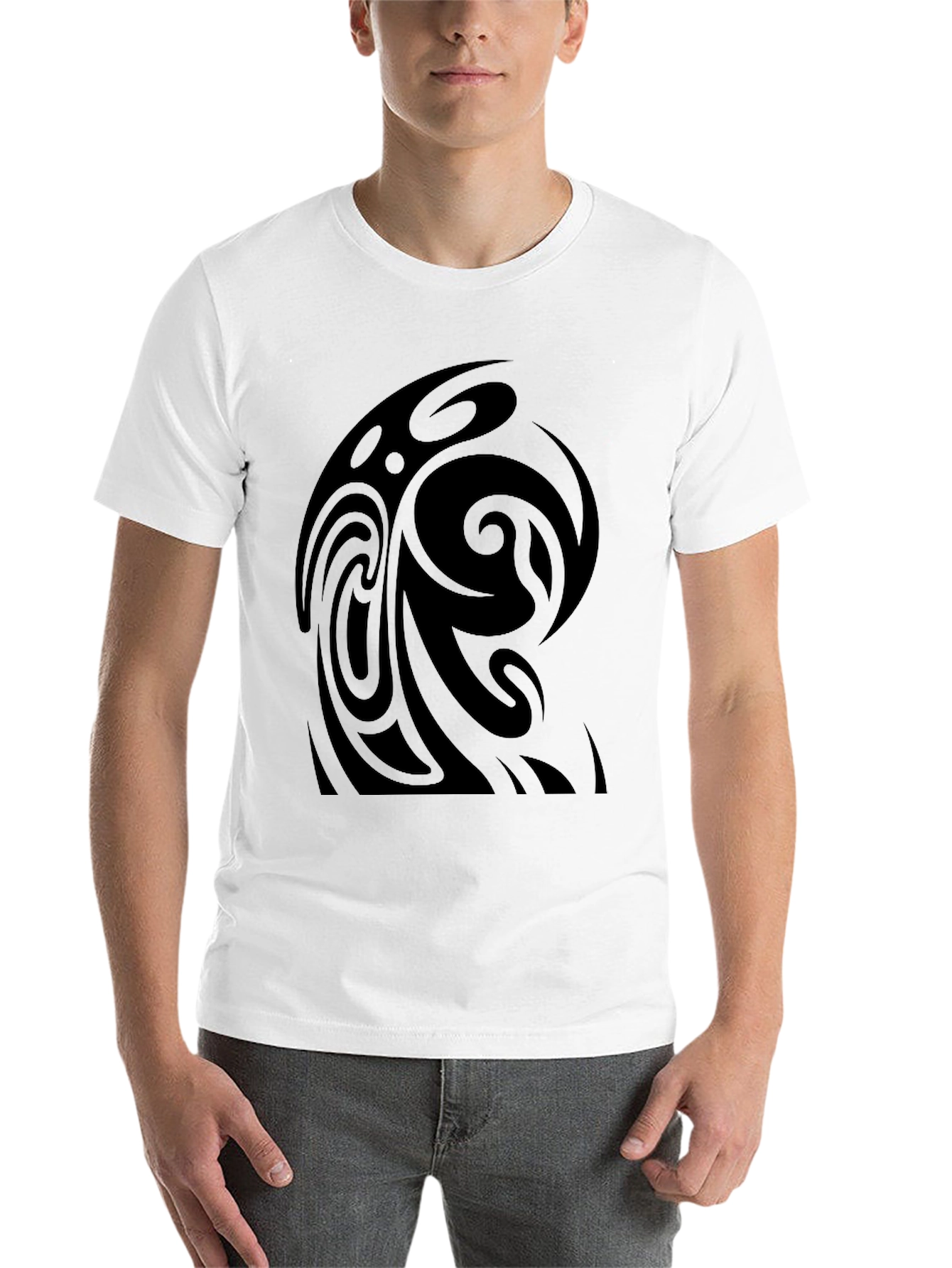 Black Tribal Swirl Black T-Shirt view 14