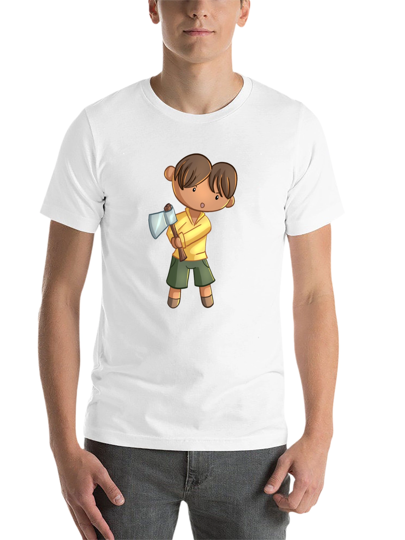 Black Cartoon Axe Man T-Shirt view 14