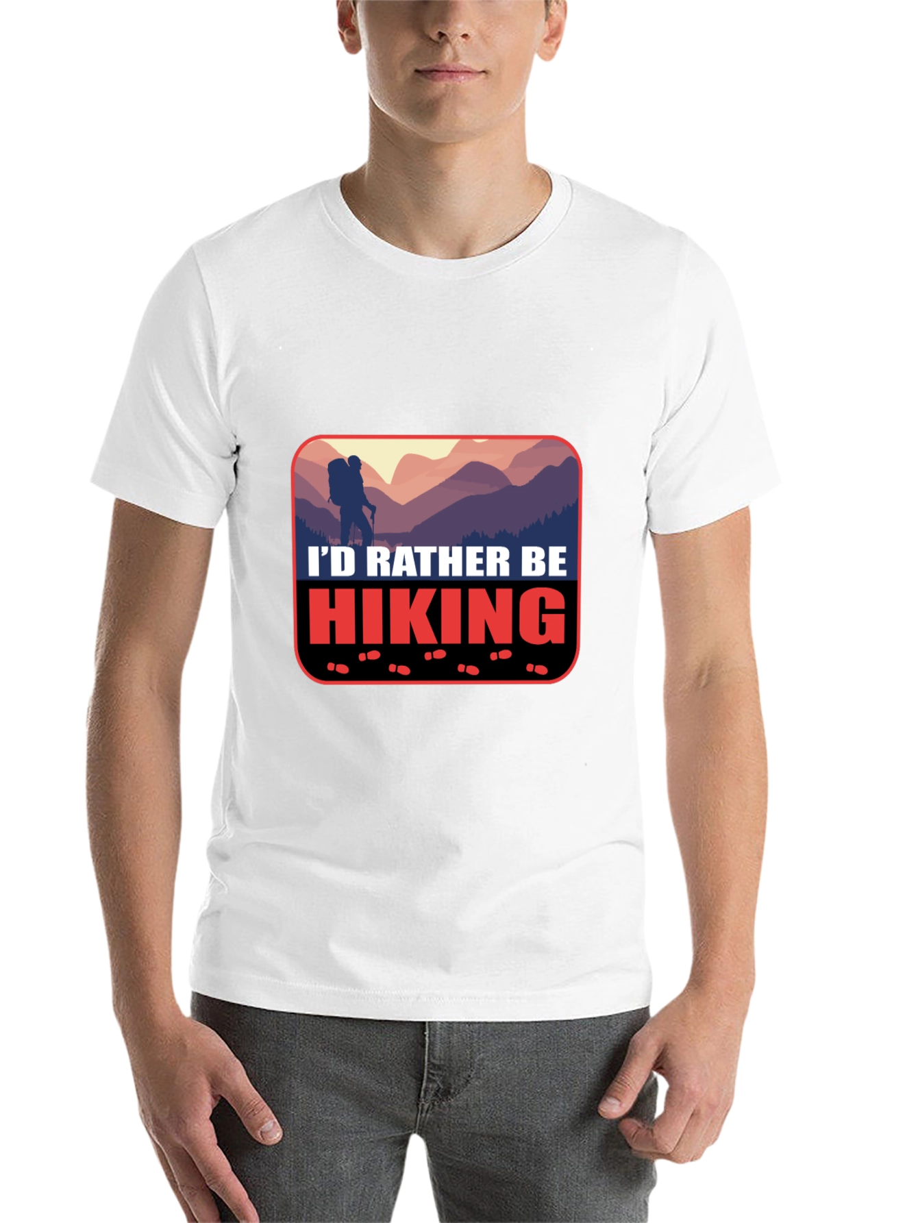 Black Hiking Graphic Tee - "I'd Rather Be Hiking" T-Shirt view 14