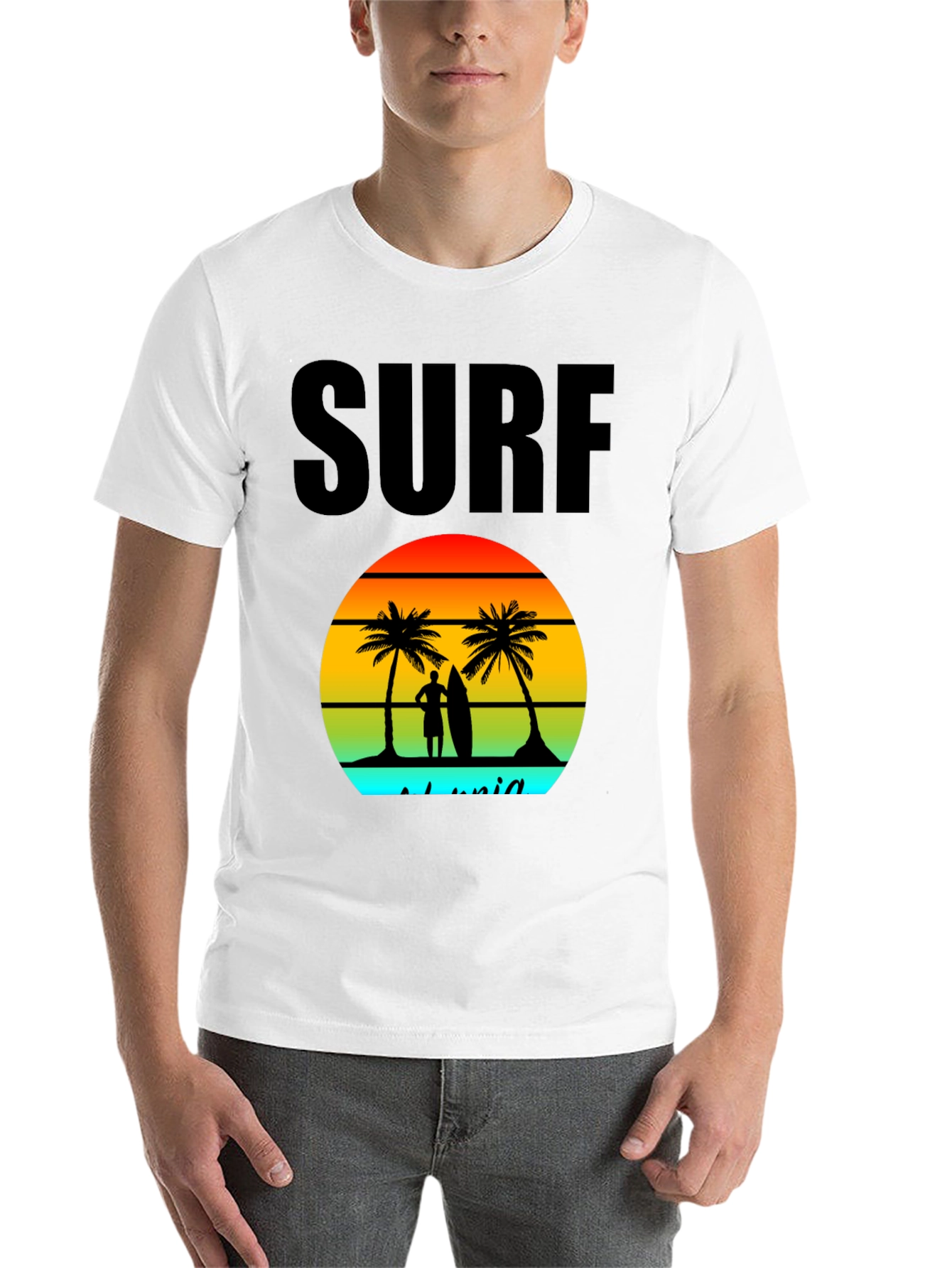 Black Surf Island Graphic Tee - Black Cotton T-Shirt view 14