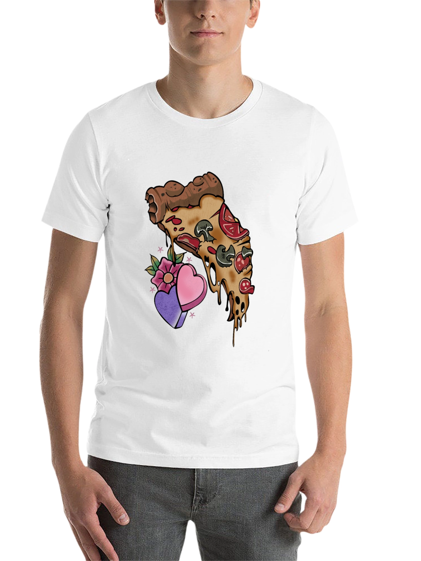Black Pizza Love T-Shirt - Foodie Valentine's Tee view 14