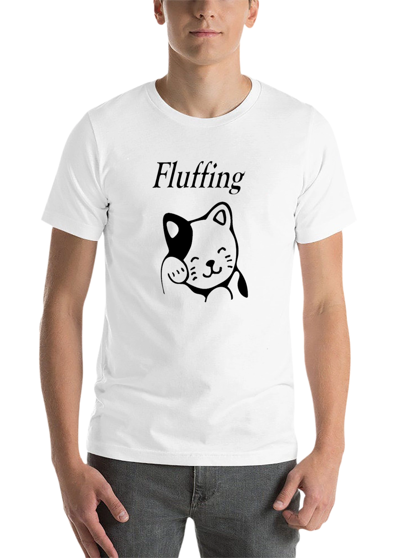 Black Fluffing Cat T-Shirt - Casual Comfort Tee view 14