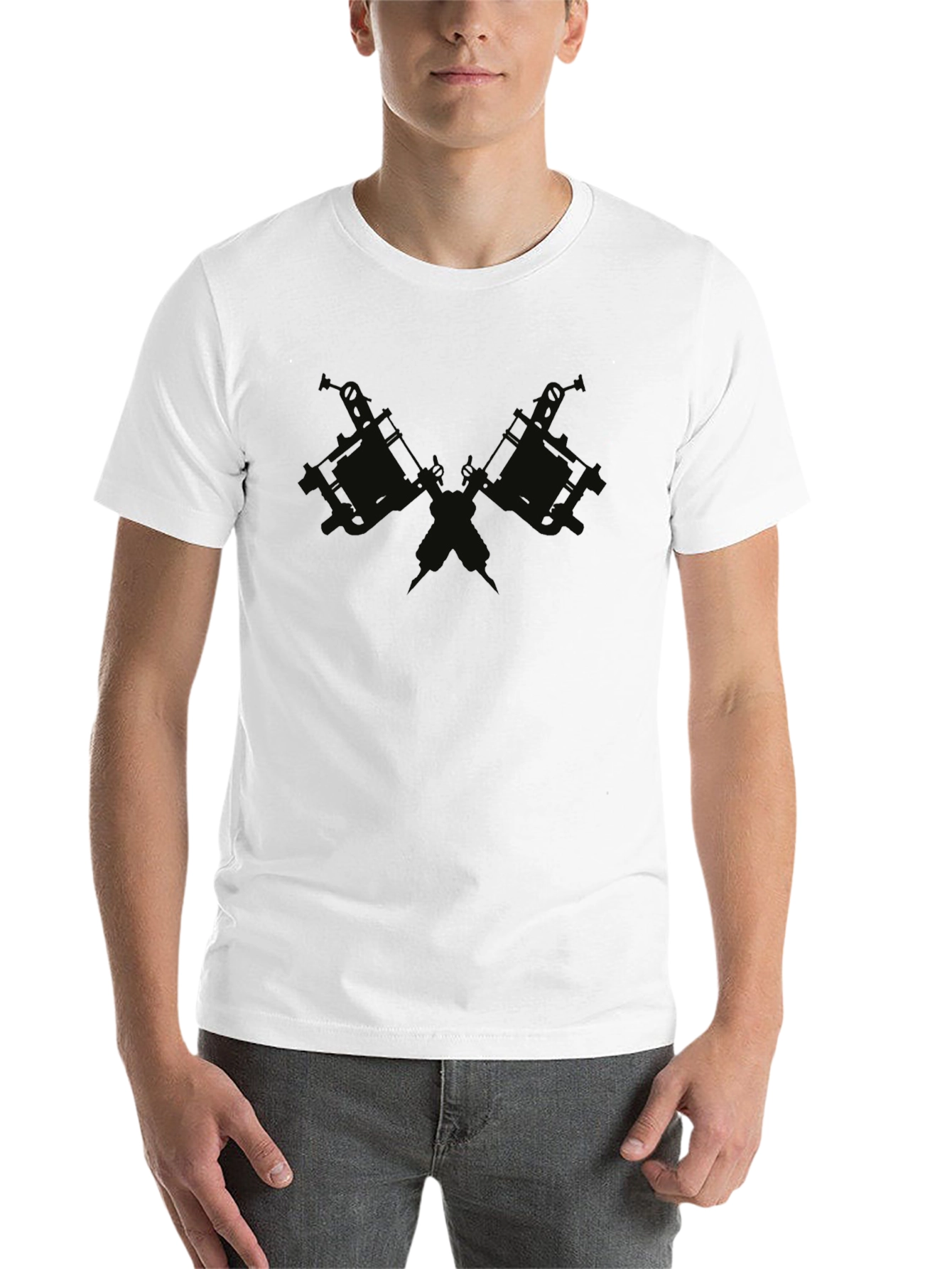Black Crossed Tattoo Guns Black Graphic Tee view 14