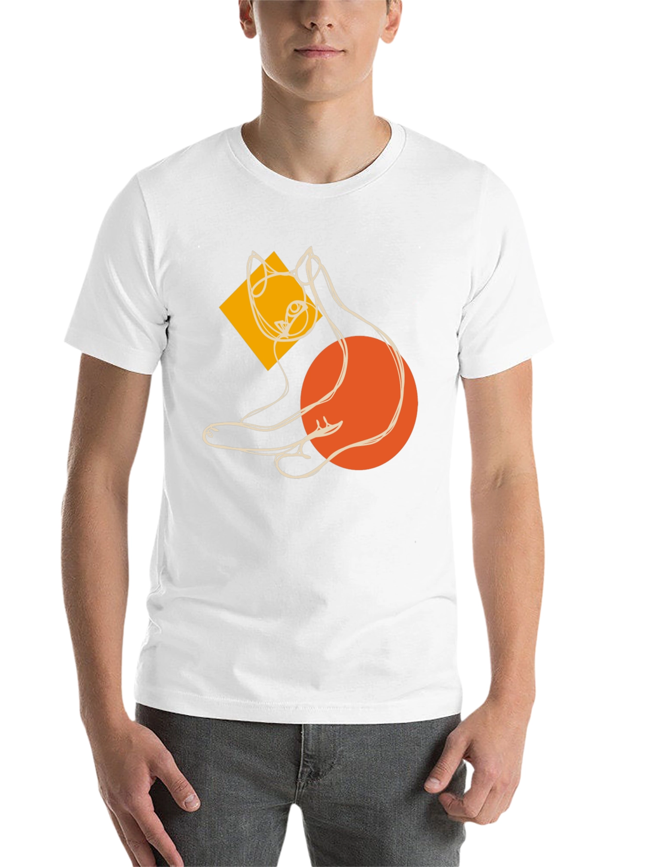 Black Abstract Cat Graphic T-Shirt - Stylish Modern Tee view 14