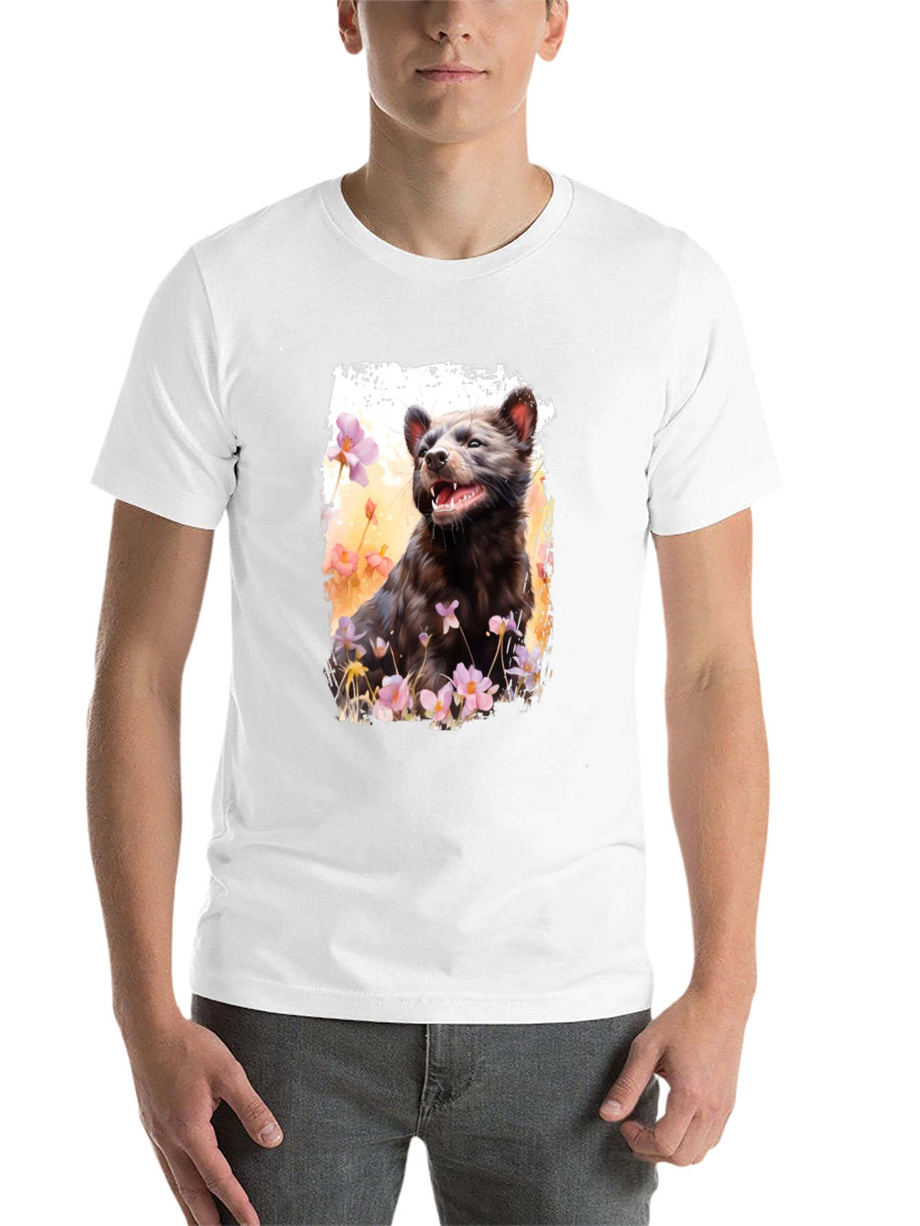 Black Tasmanian Devil Floral Print T-Shirt view 14