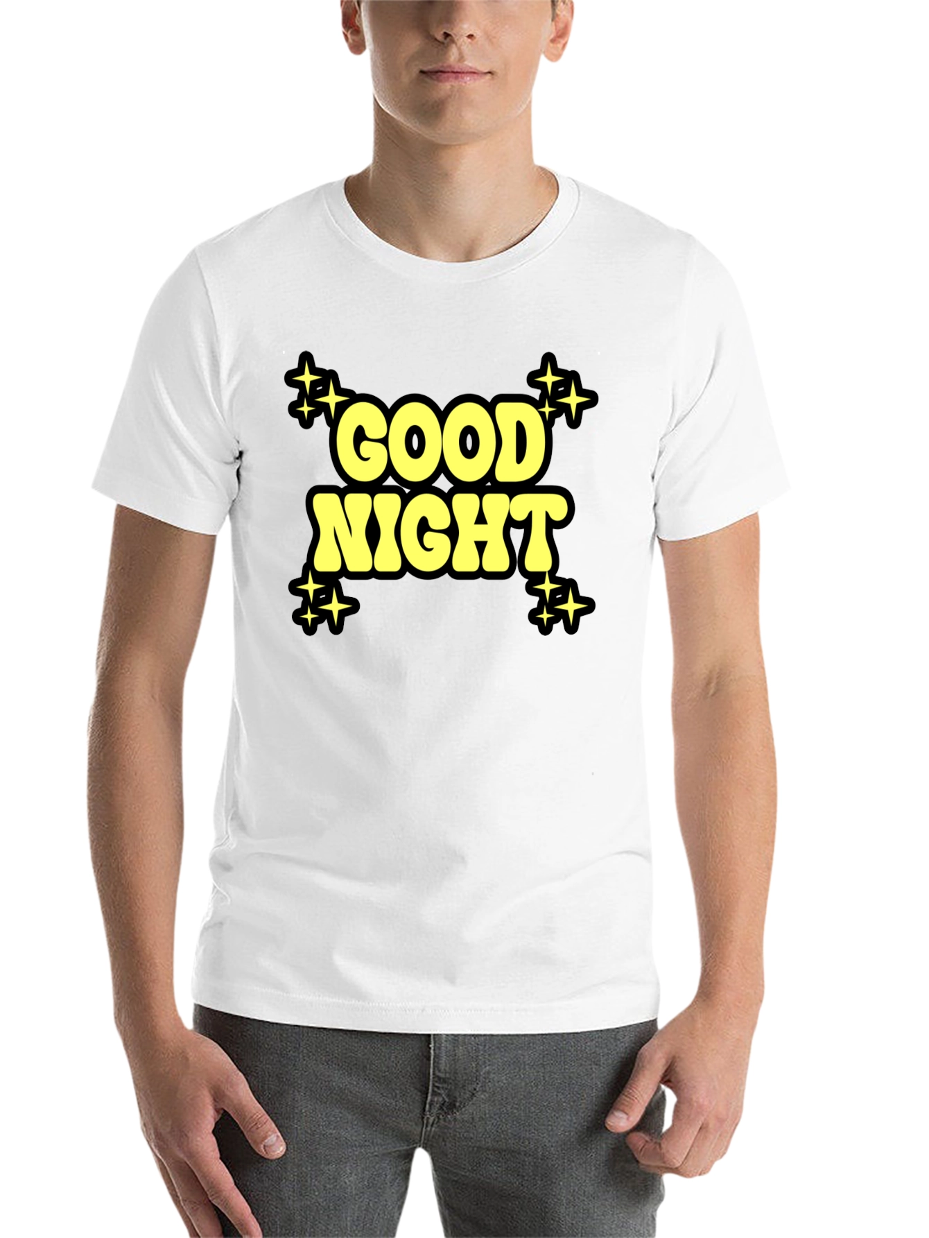 Black Good Night Graphic Print Black T-Shirt view 14