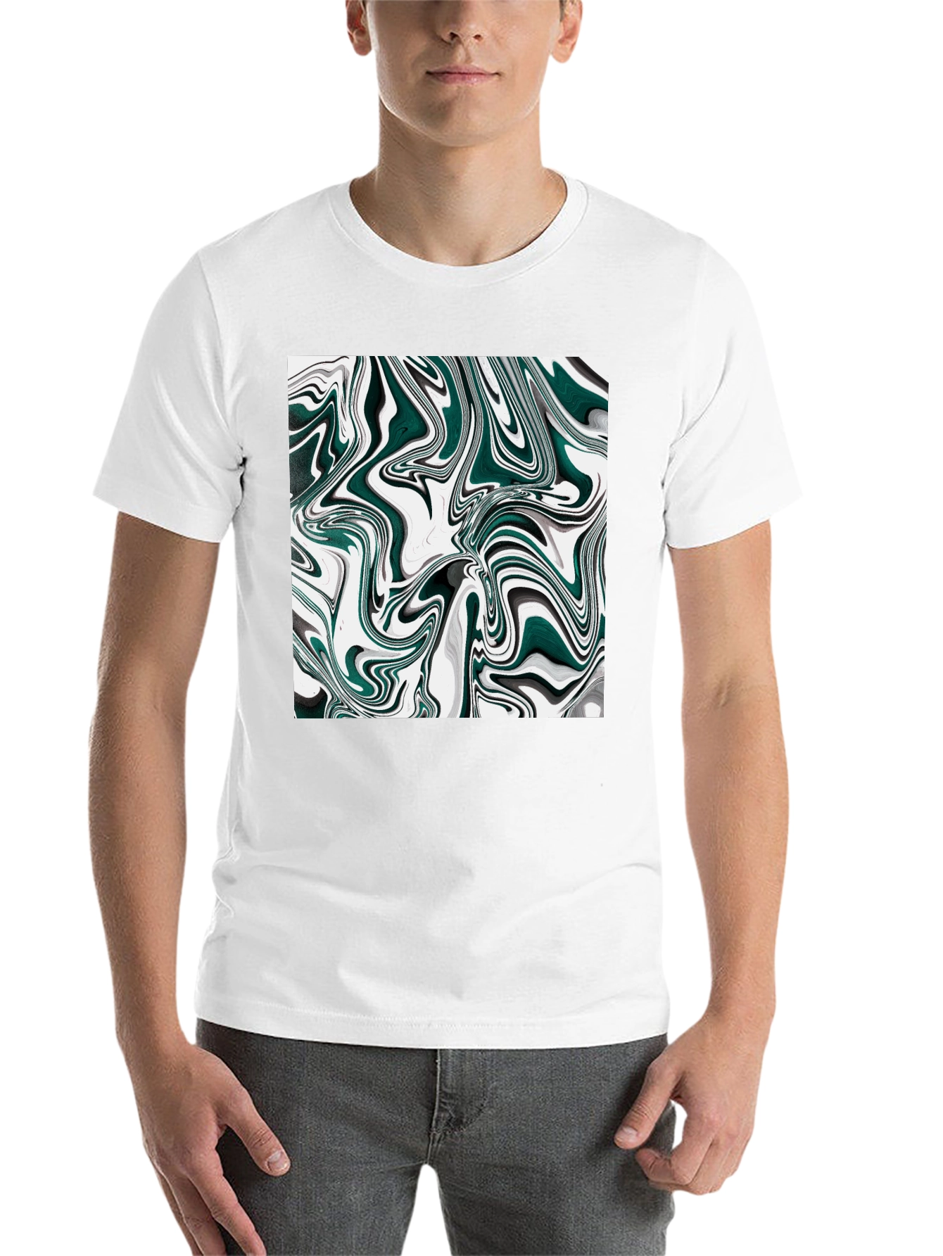 Black Abstract Swirl Graphic T-Shirt - Modern Art Tee view 14