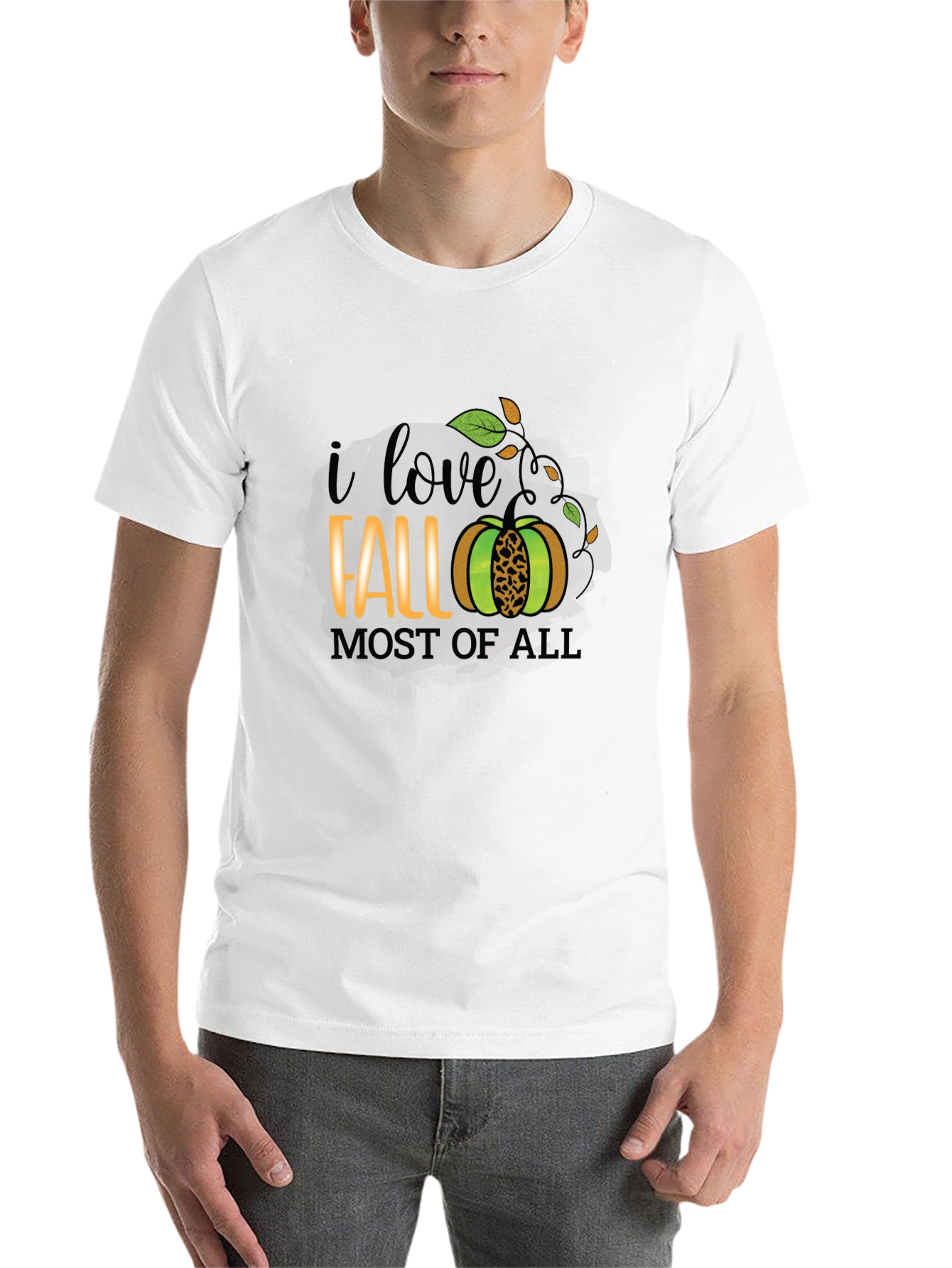 Black I Love Fall Most of All T-Shirt - Autumn Graphic Tee view 14