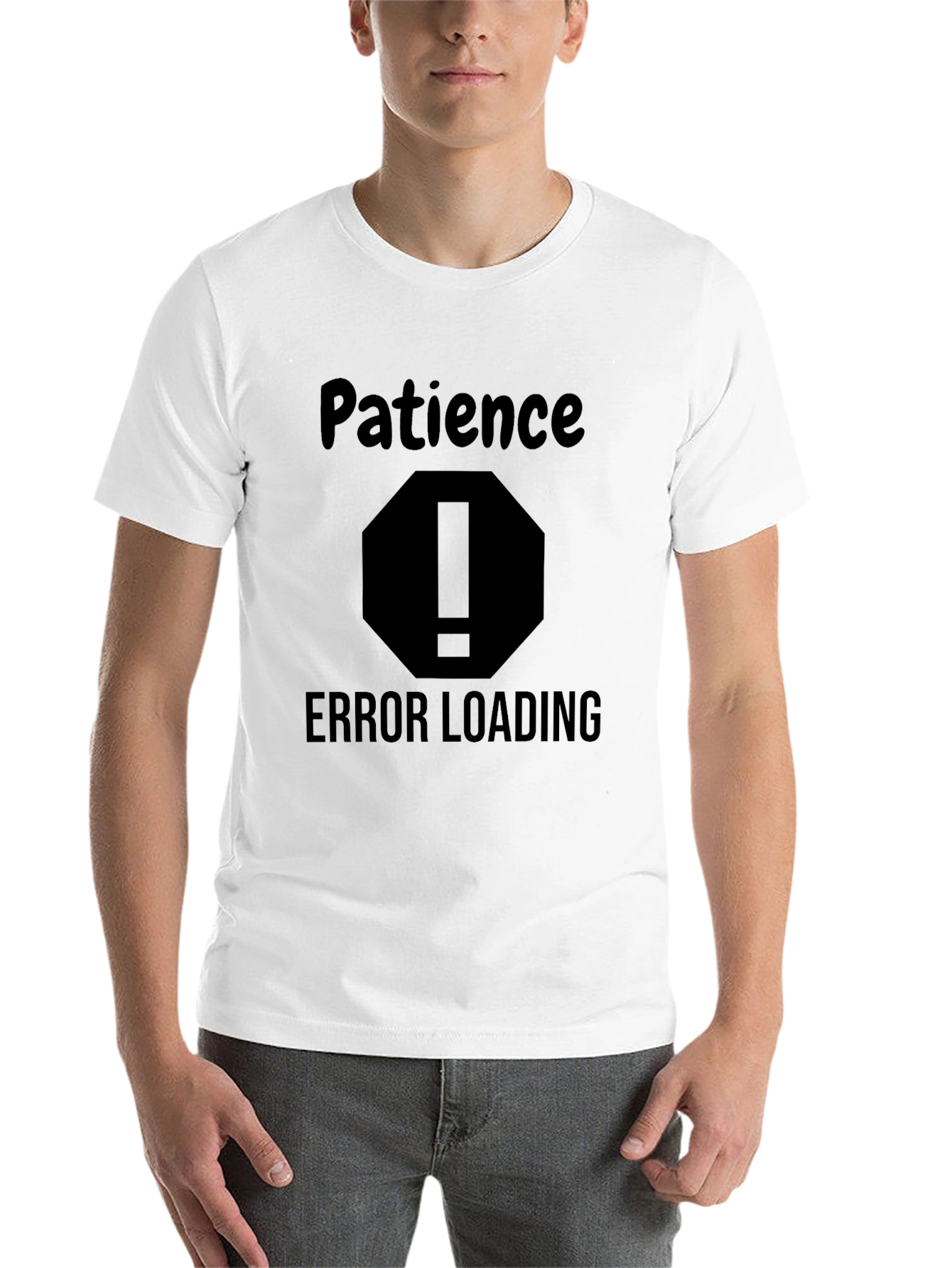 Black Patience Error Loading Men's Black T-Shirt view 14
