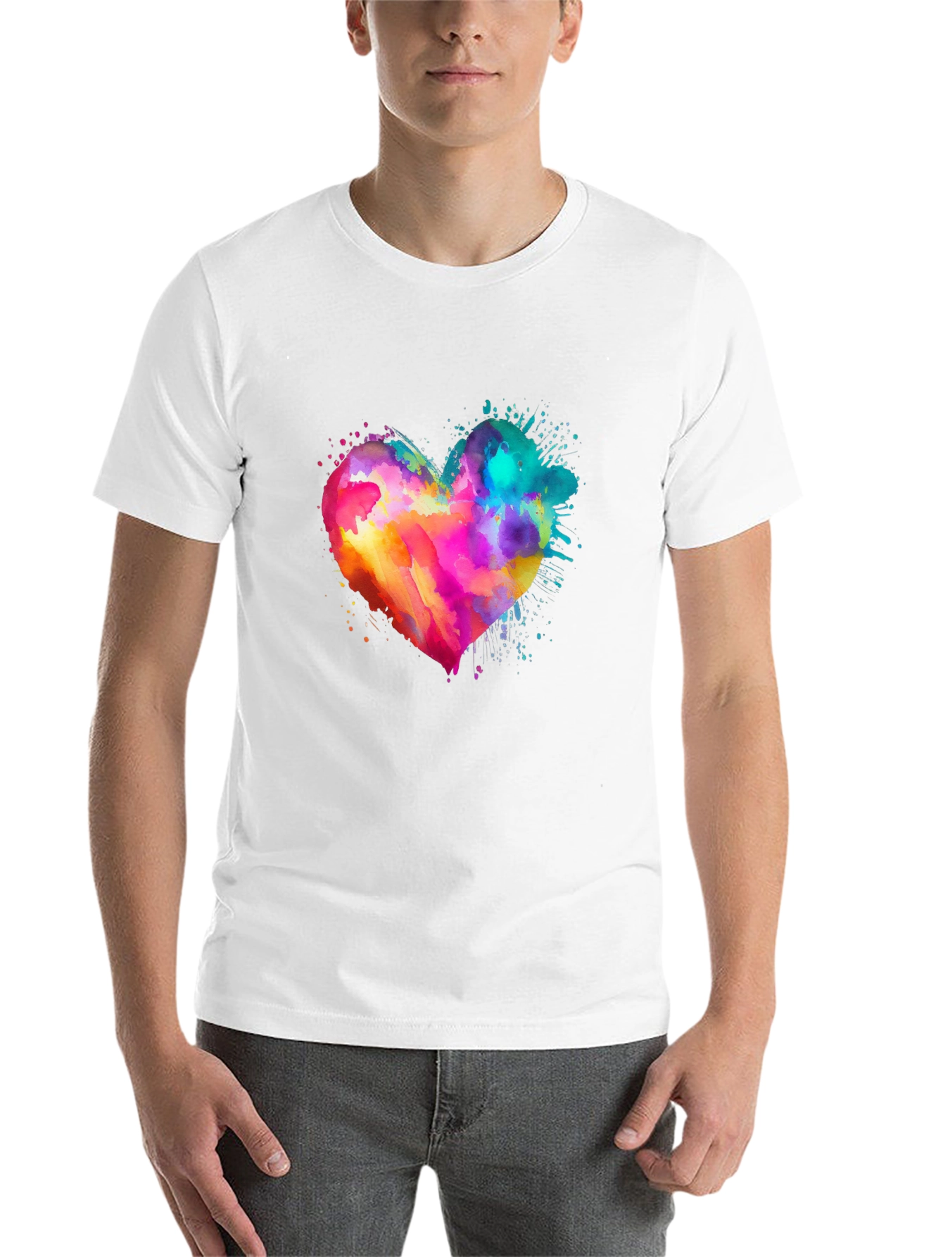 Black Watercolor Heart Graphic Tee - Soft Cotton Blend view 14