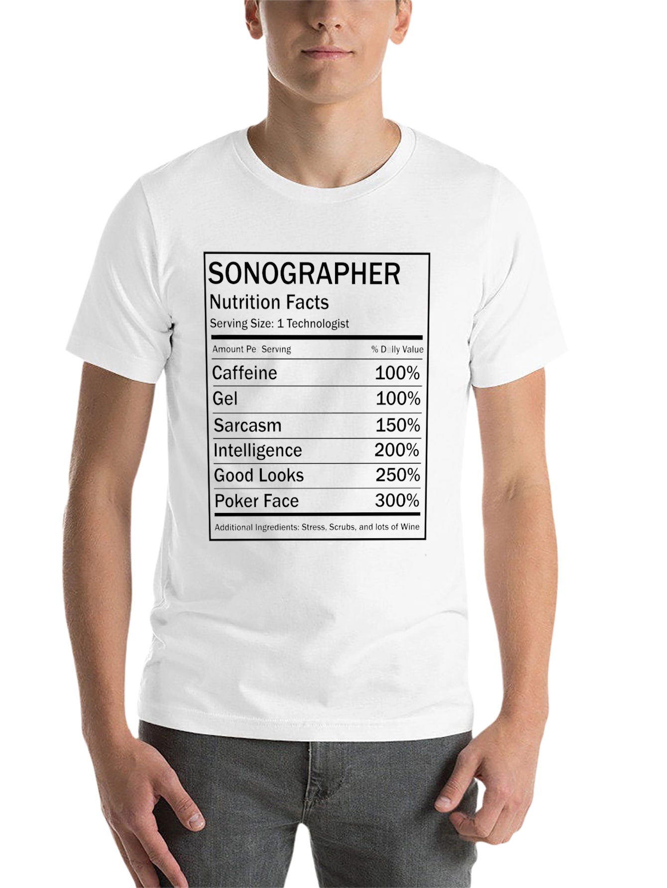 Black Sonographer Nutrition Facts T-Shirt view 14