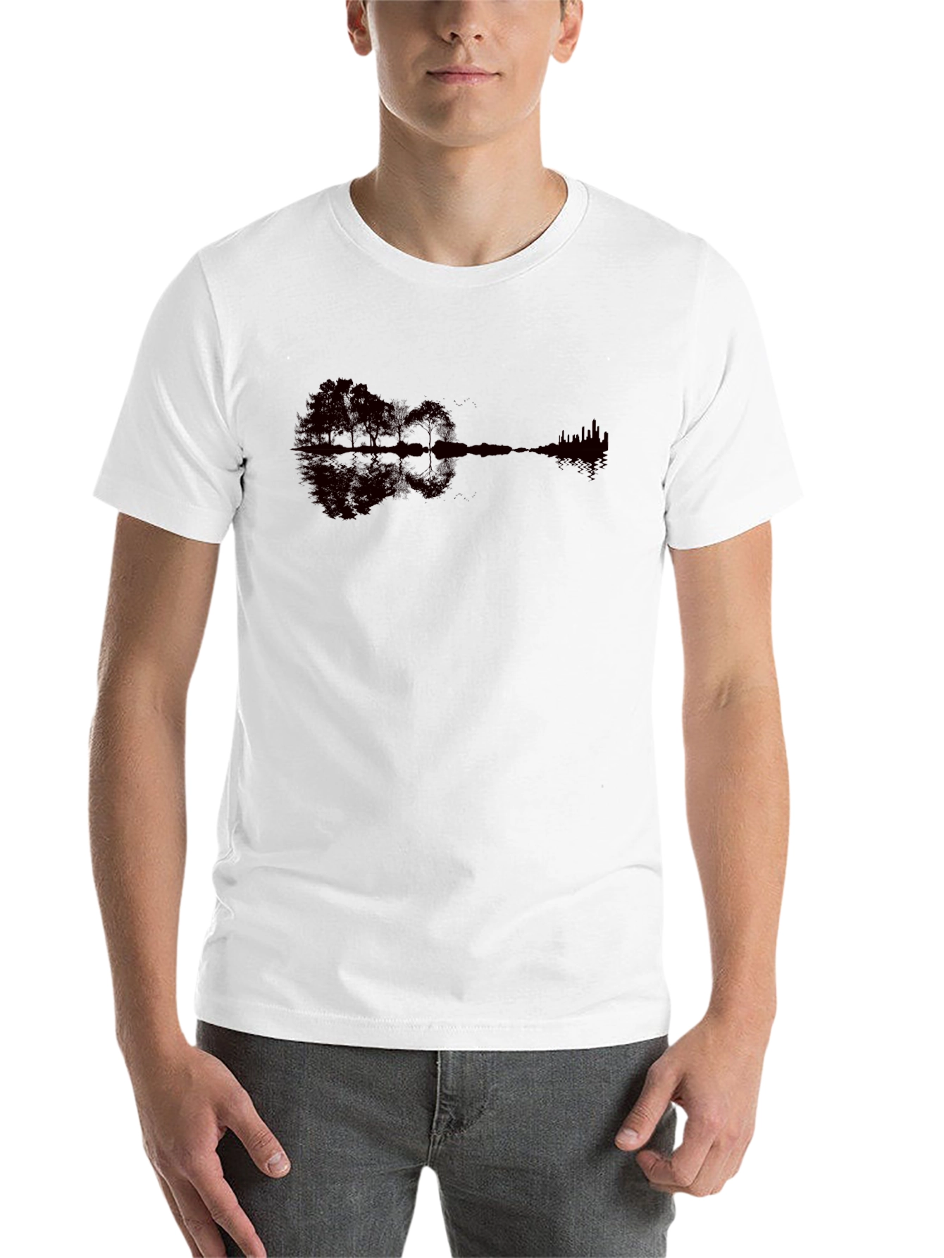 Black Nature Guitar Graphic Tee - Black view 14