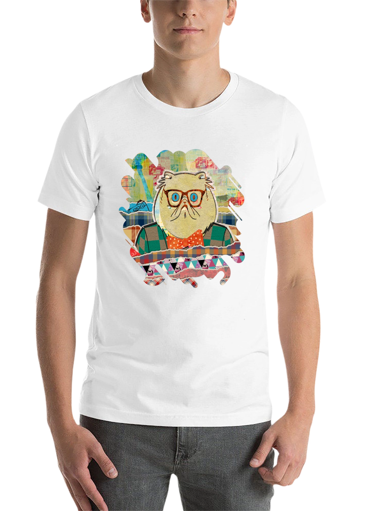Black Cat with Glasses Graphic T-Shirt view 14