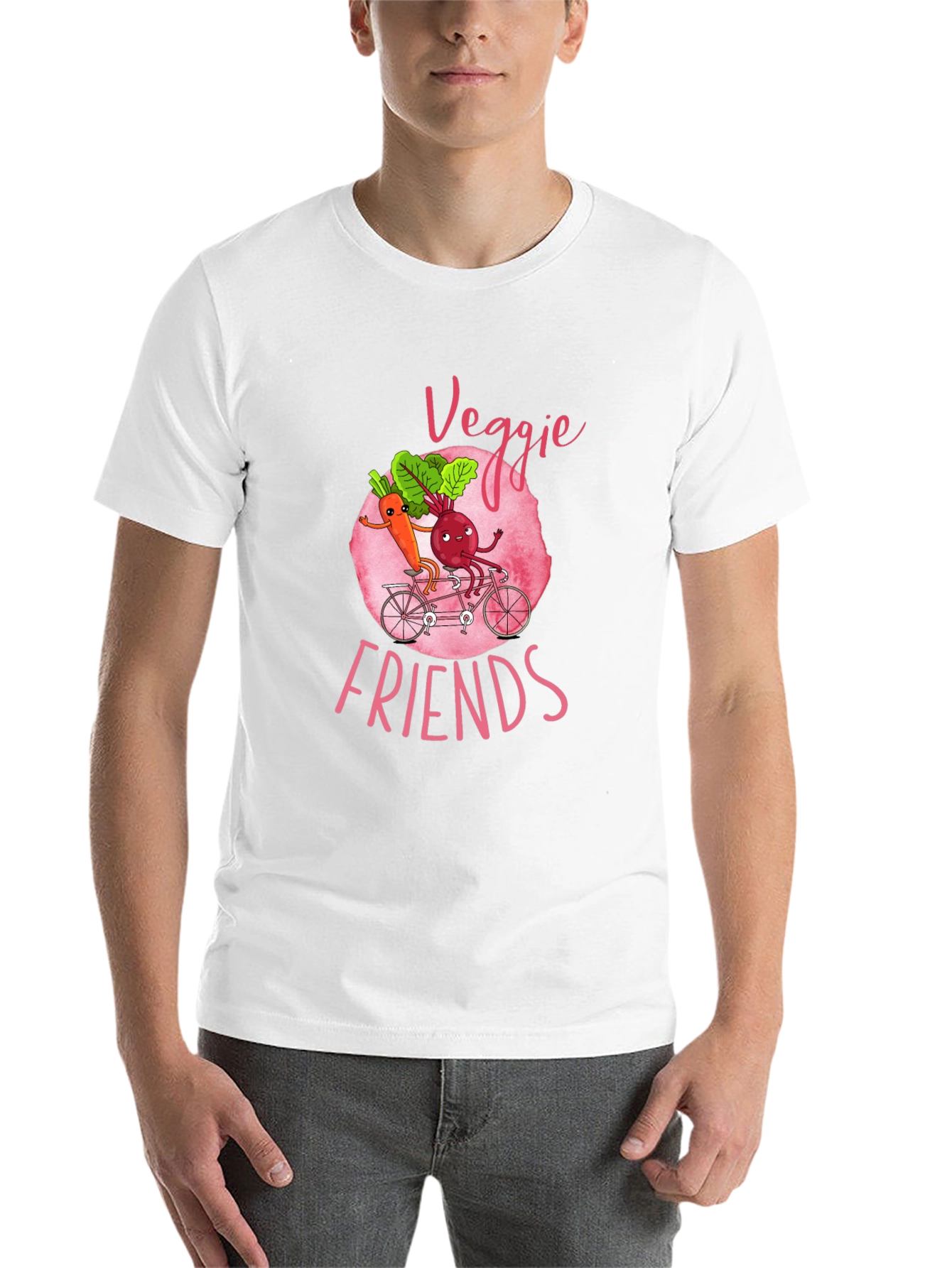 Black Veggie Friends Graphic T-Shirt - Cute Cartoon Design view 14