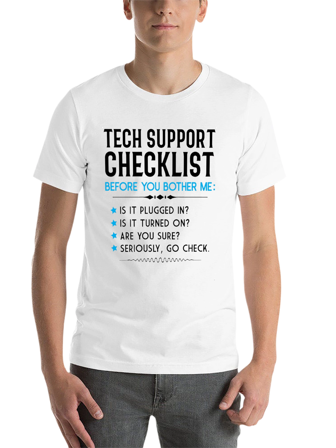 Black Tech Support Checklist T-Shirt view 14