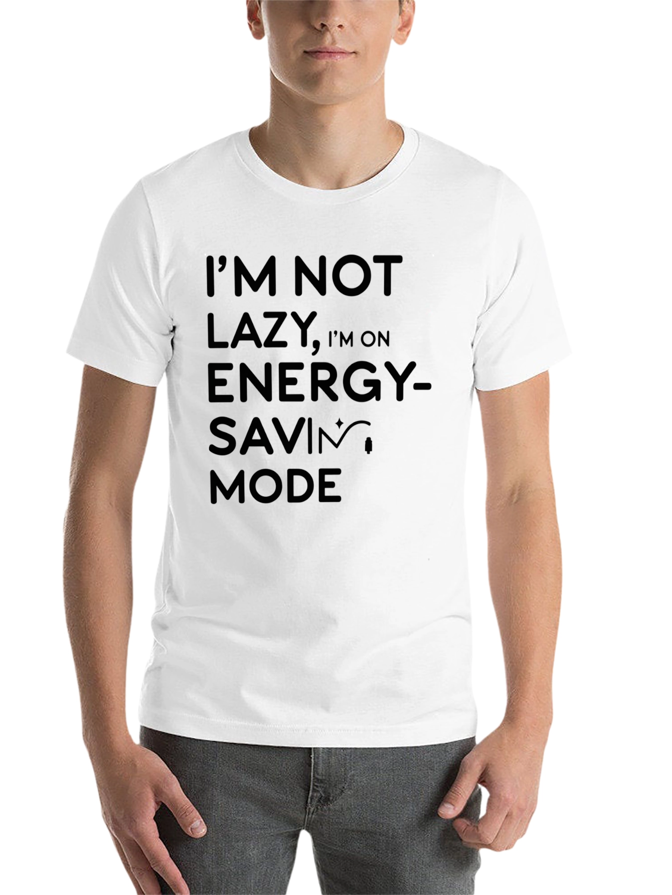 Black Funny I'm Not Lazy Energy Saving Mode Black T-Shirt view 14