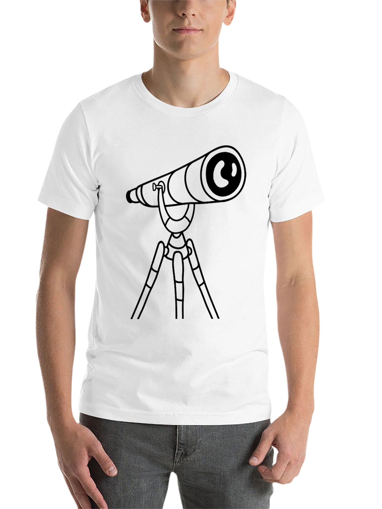 Black Telescope Graphic Tee - Explore the Universe in Style view 14