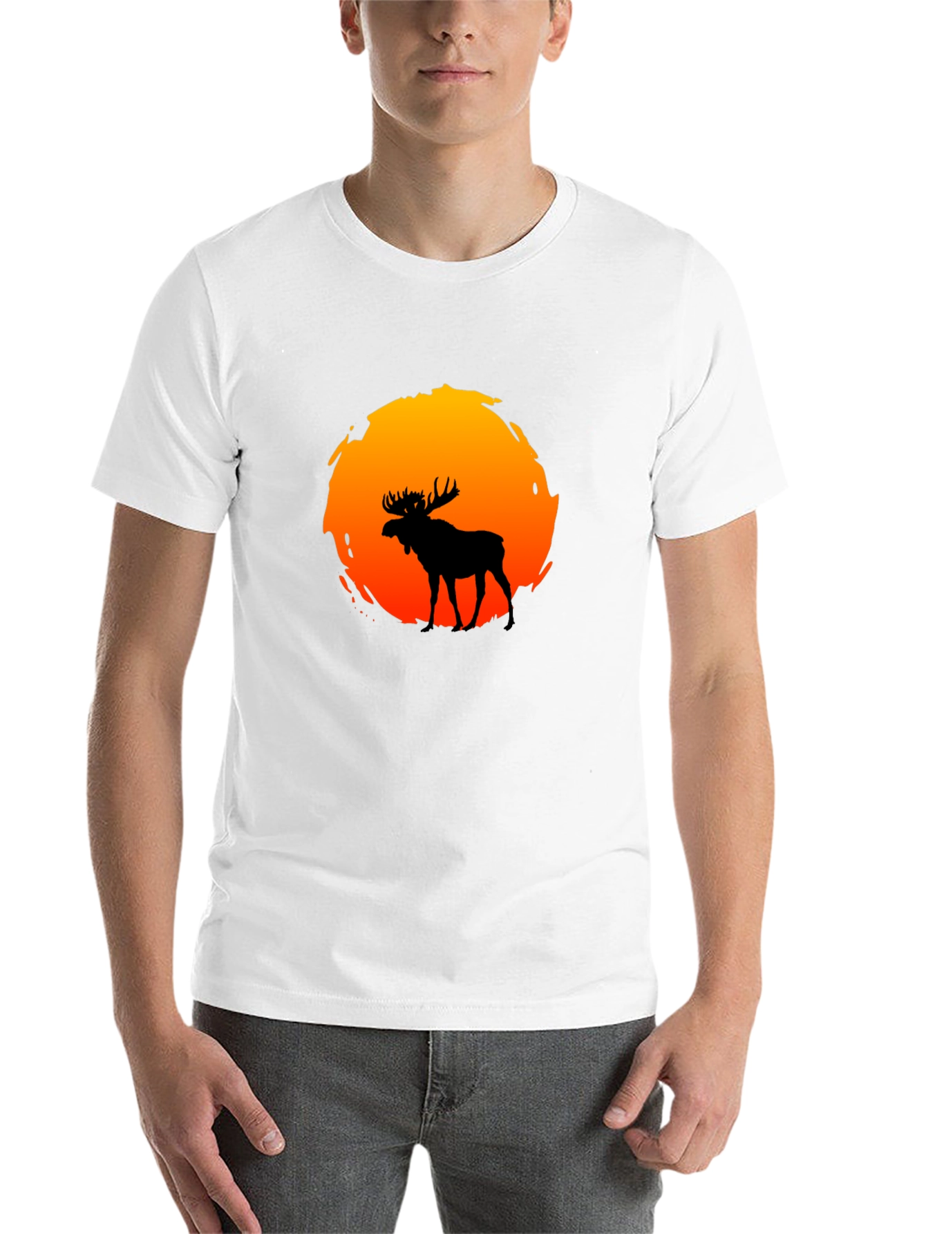 Black Moose Silhouette Sunset Graphic T-Shirt view 14