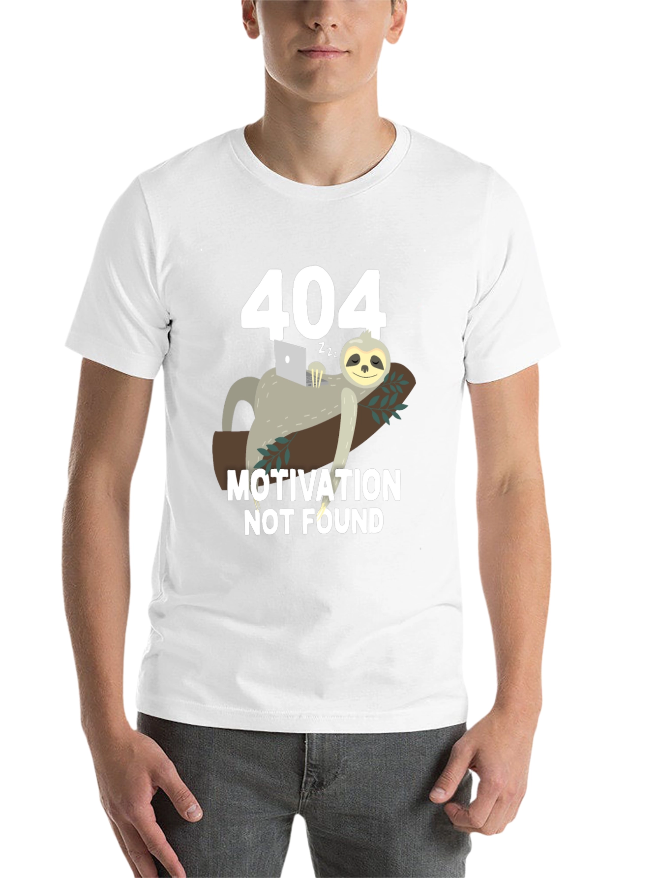 Black 404 Motivation Not Found Sloth Graphic T-Shirt view 14
