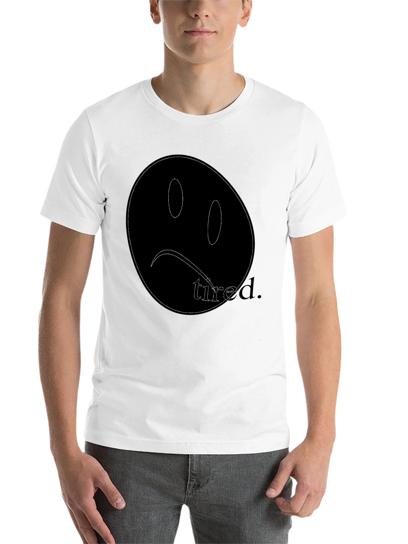 Black Sad Face Tired Graphic Black T-Shirt view 14