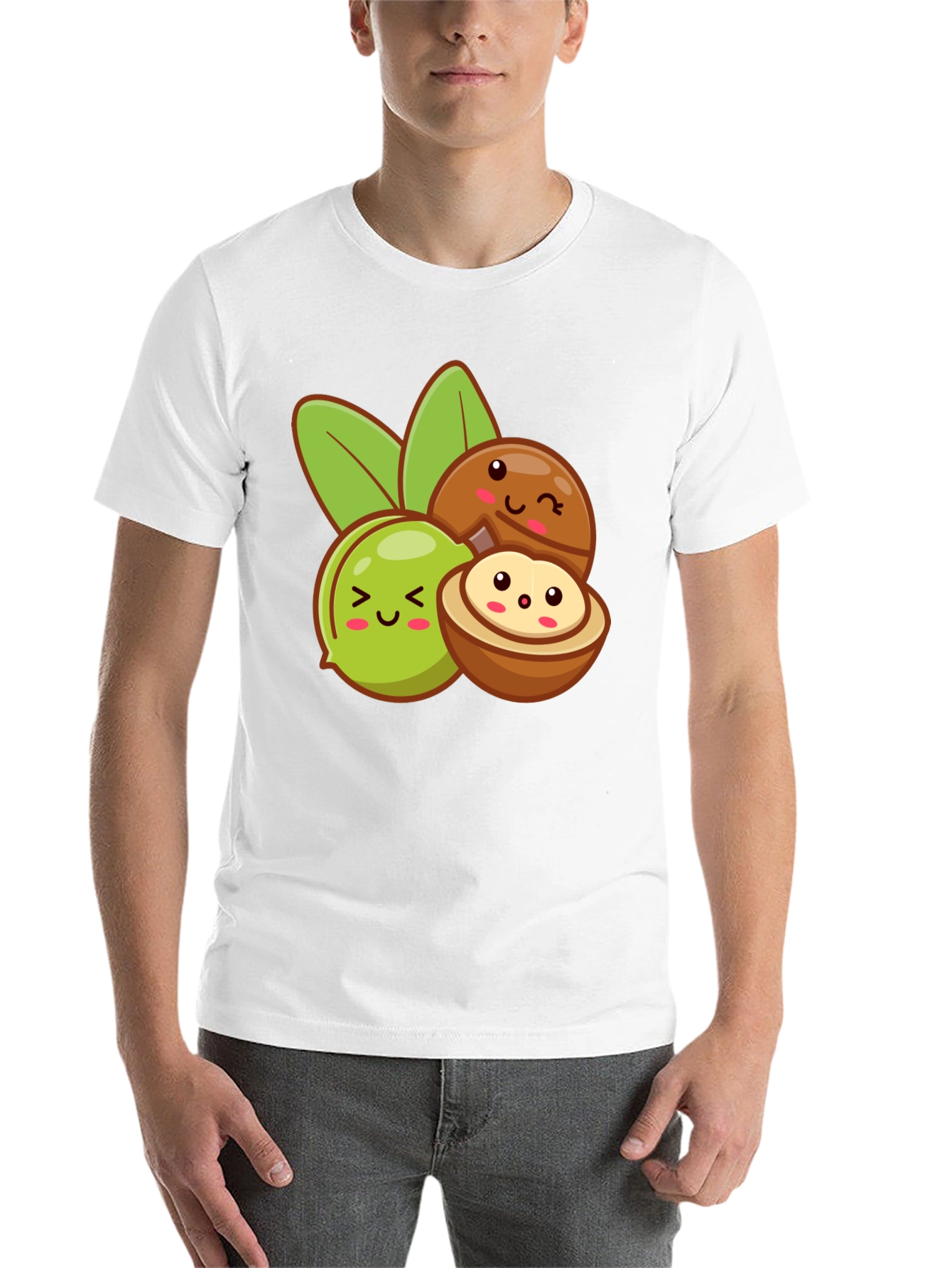 Black Cute Kawaii Macadamia Nut T-Shirt view 14