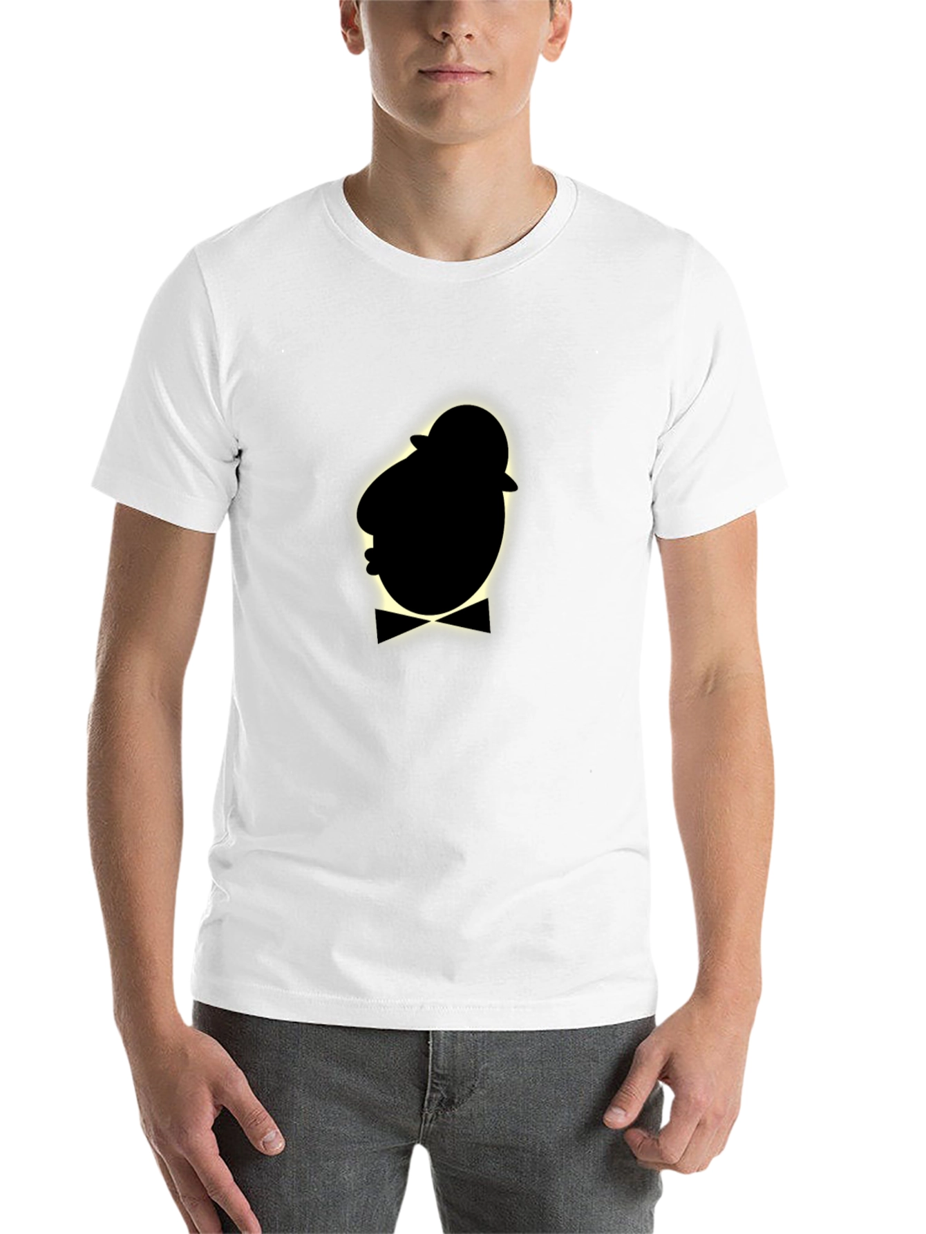 Black Dapper Ghost Silhouette Black T-Shirt view 14