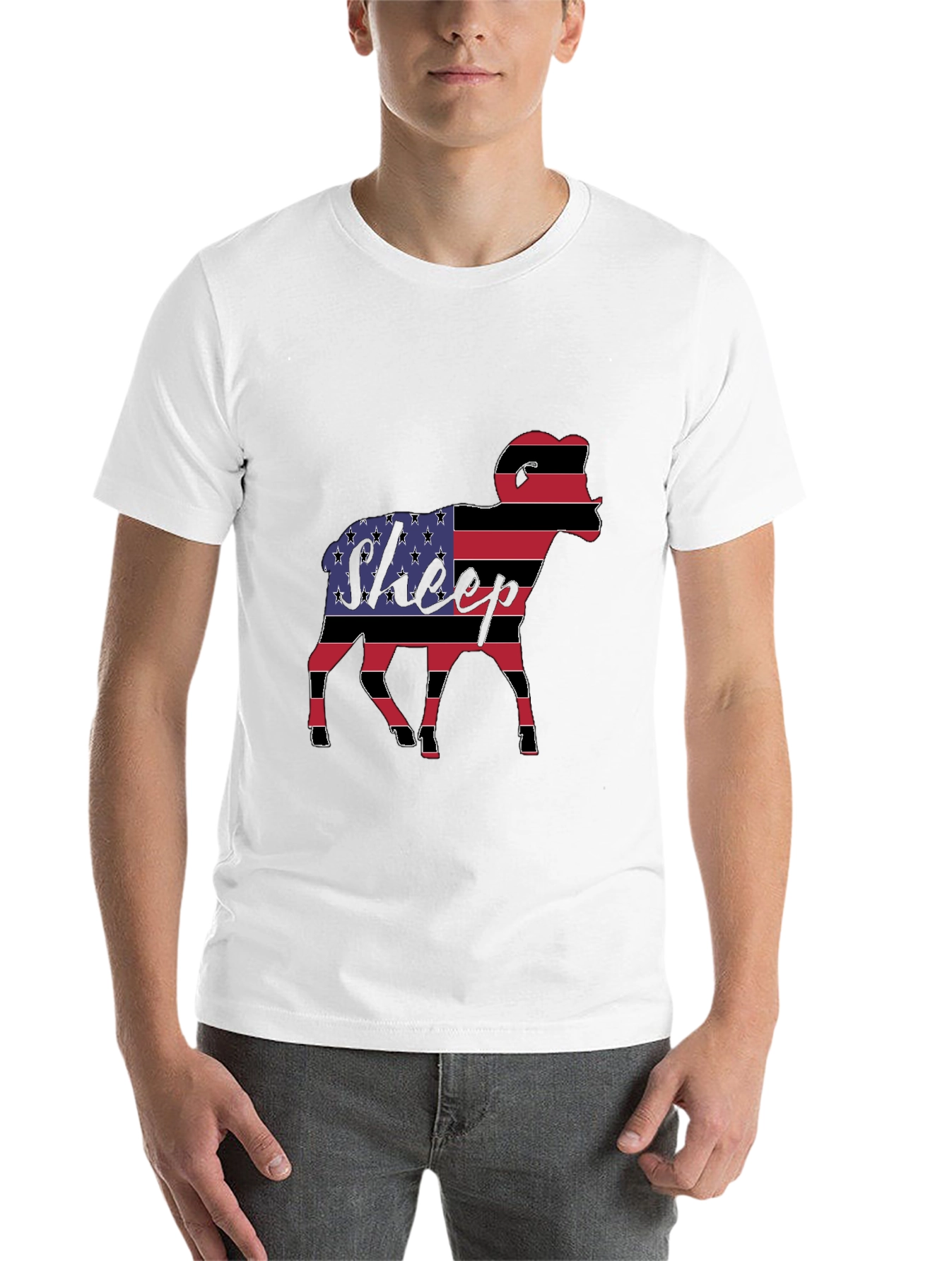Black American Flag Sheep Graphic Tee view 14
